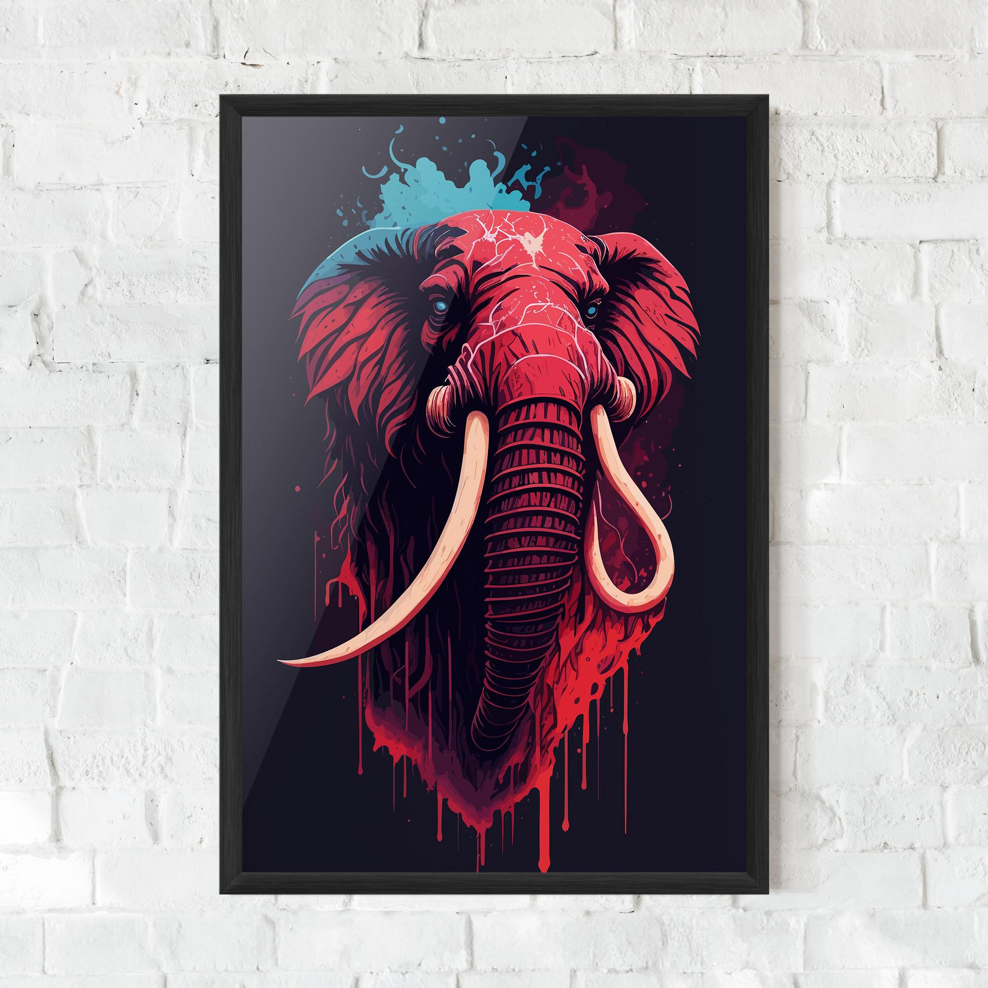 Poster Înrămat Blue Red Elephant mockup 0