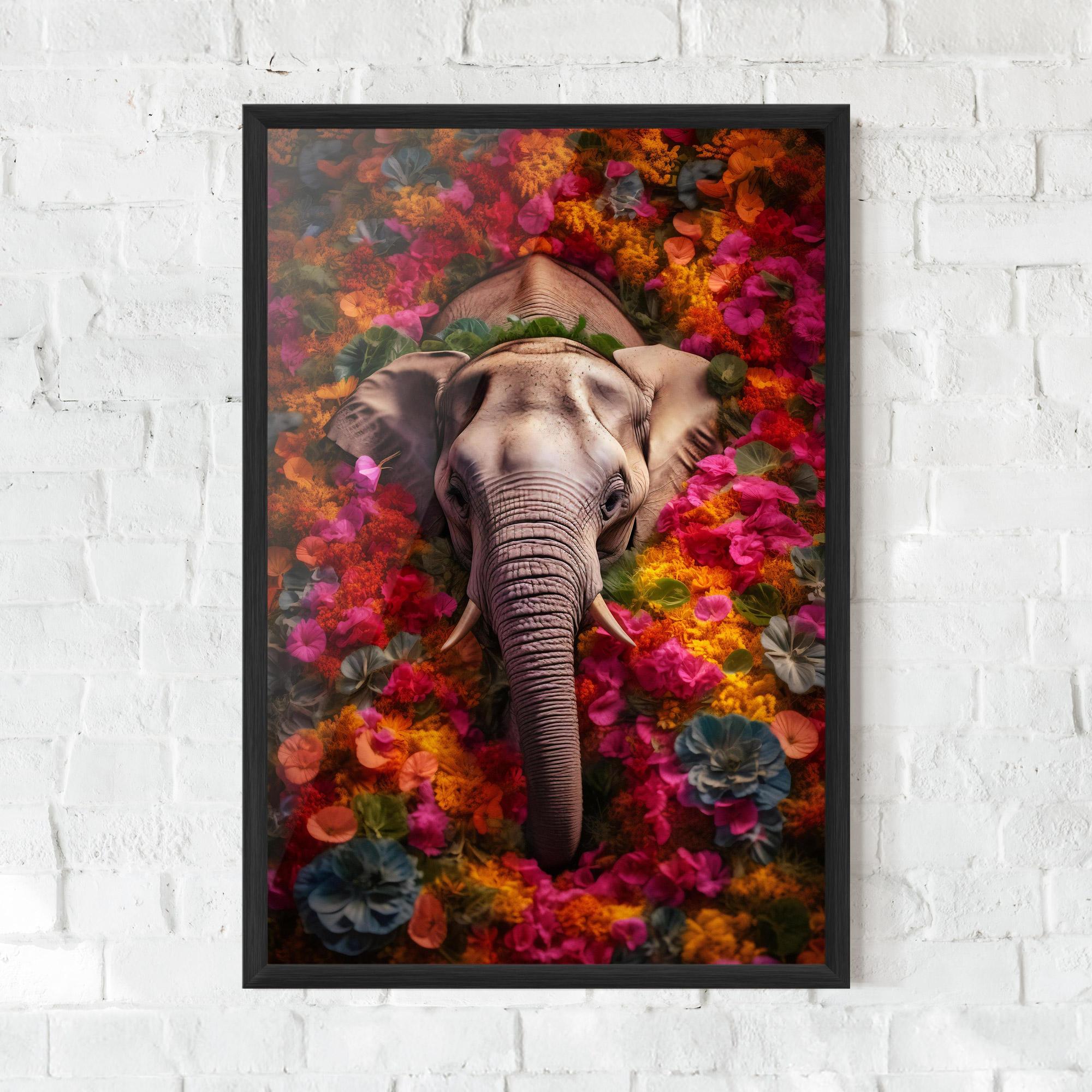 Poster Înrămat Flower Elephant mockup 0