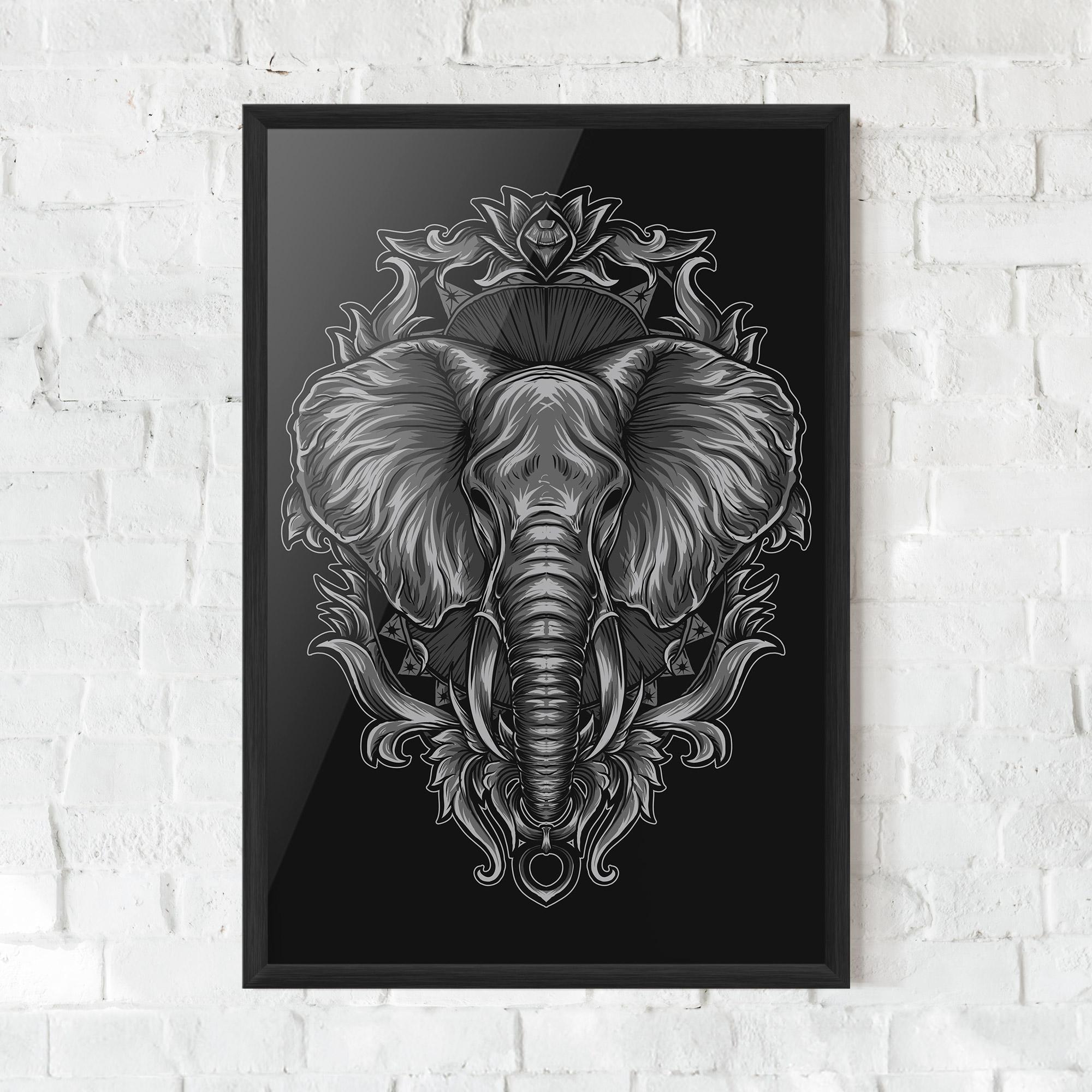 Poster Înrămat Grey Elephant Head mockup 0