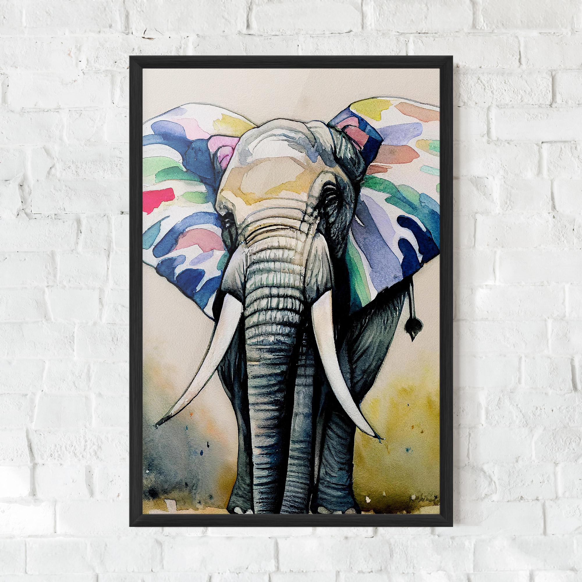 Poster Înrămat Watercolor Elephant Art mockup 0
