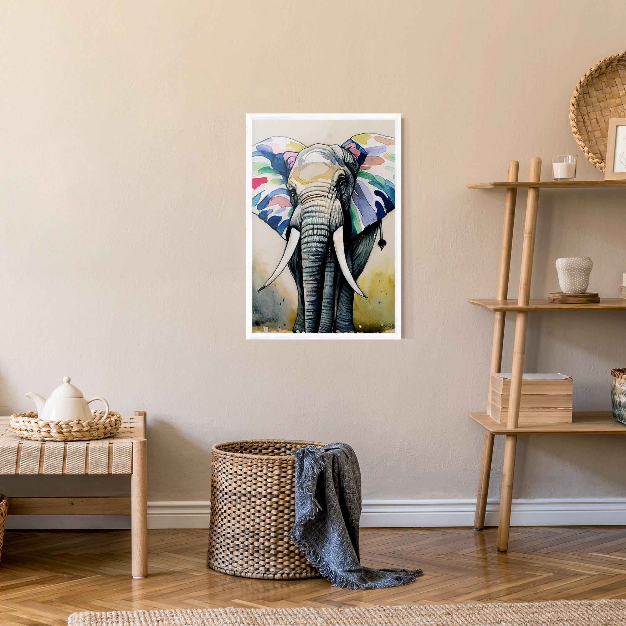 Poster Înrămat Watercolor Elephant Art mockup 9
