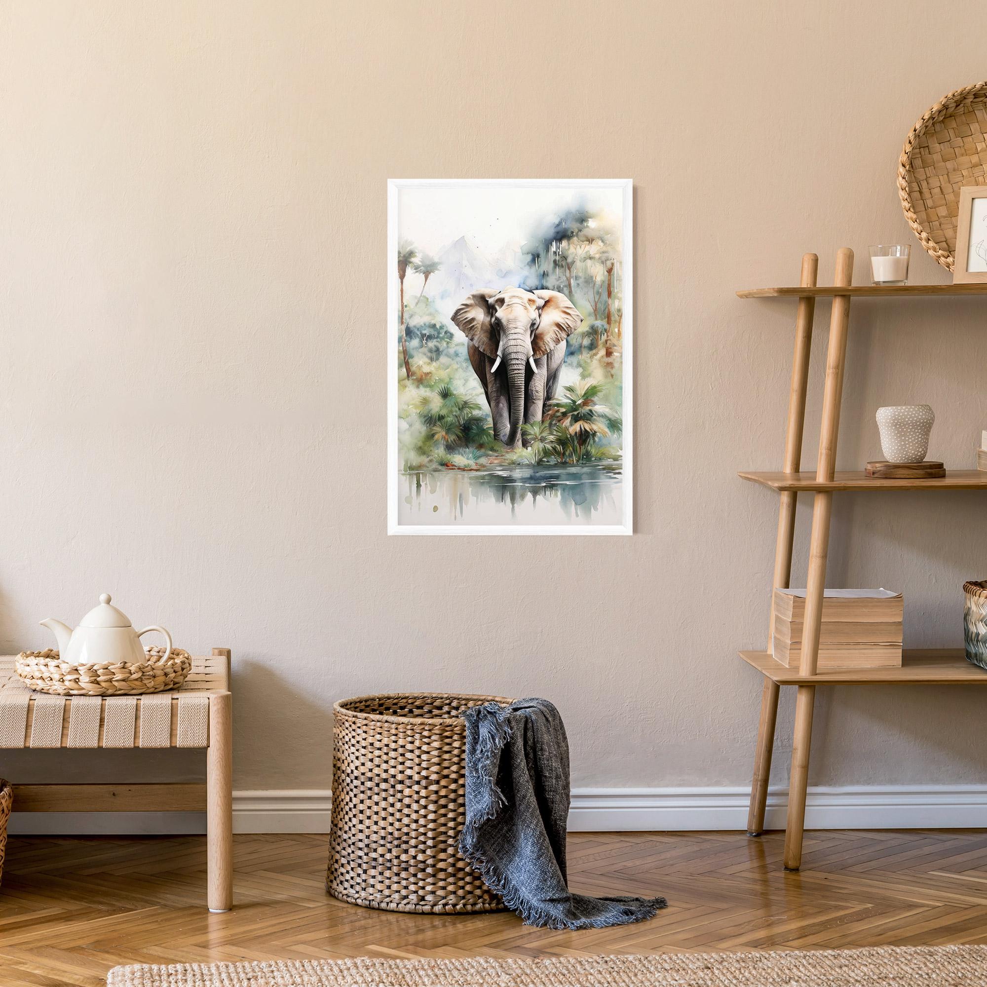 Poster Înrămat Wild Watercolor Elephant mockup 9