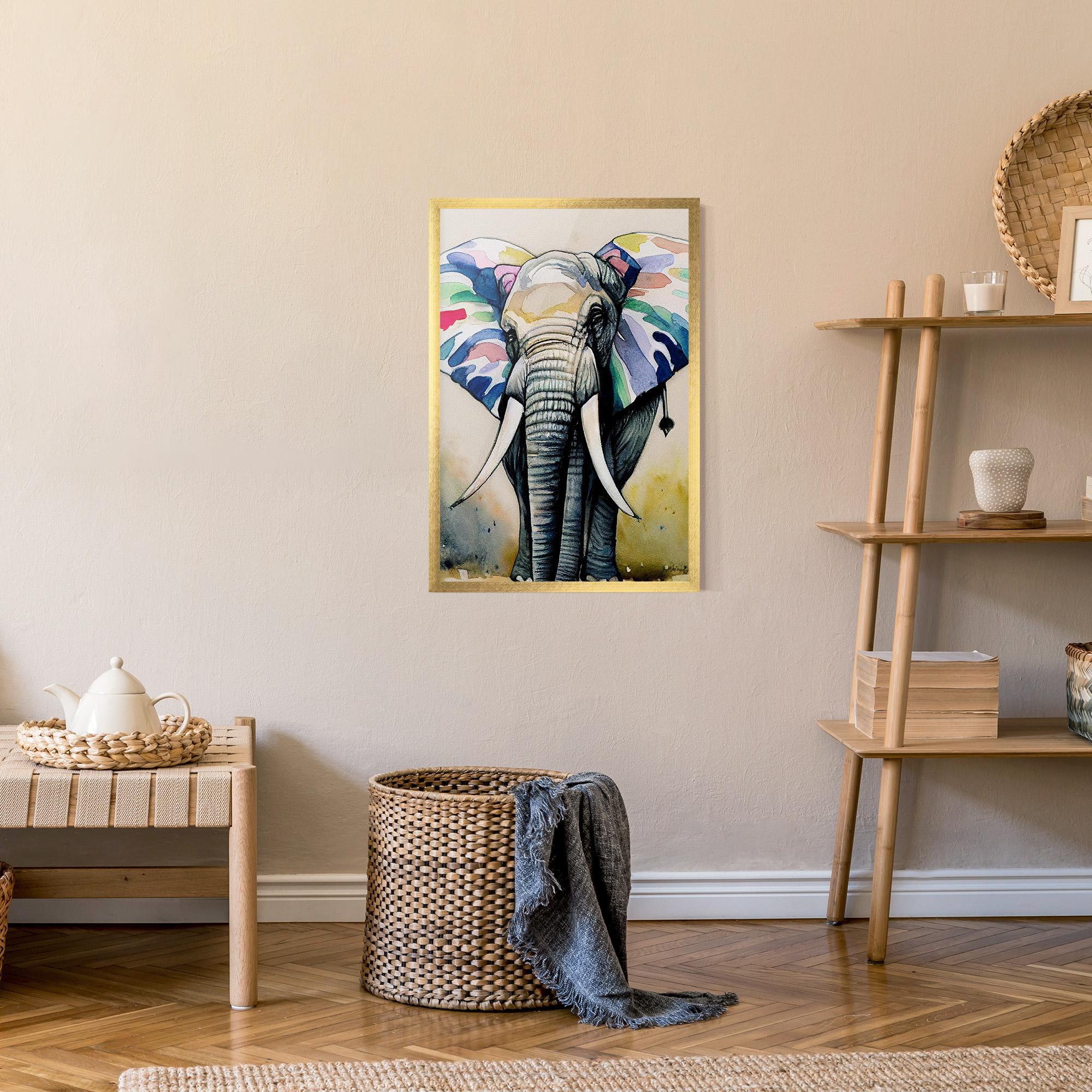 Poster Înrămat Watercolor Elephant Art mockup 9