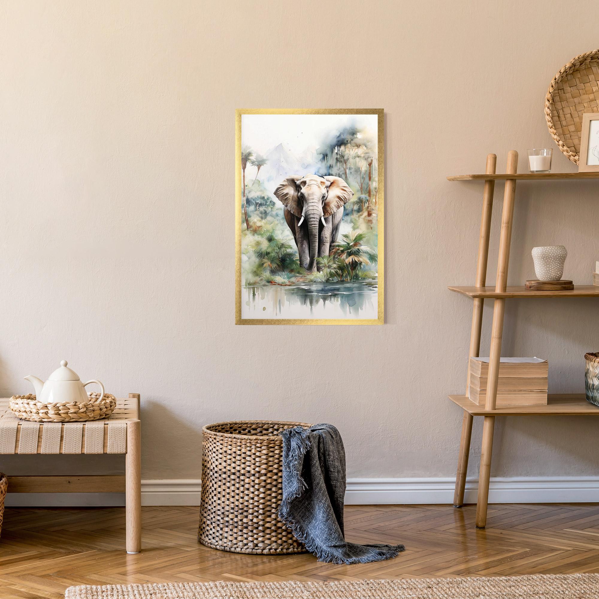 Poster Înrămat Wild Watercolor Elephant mockup 9