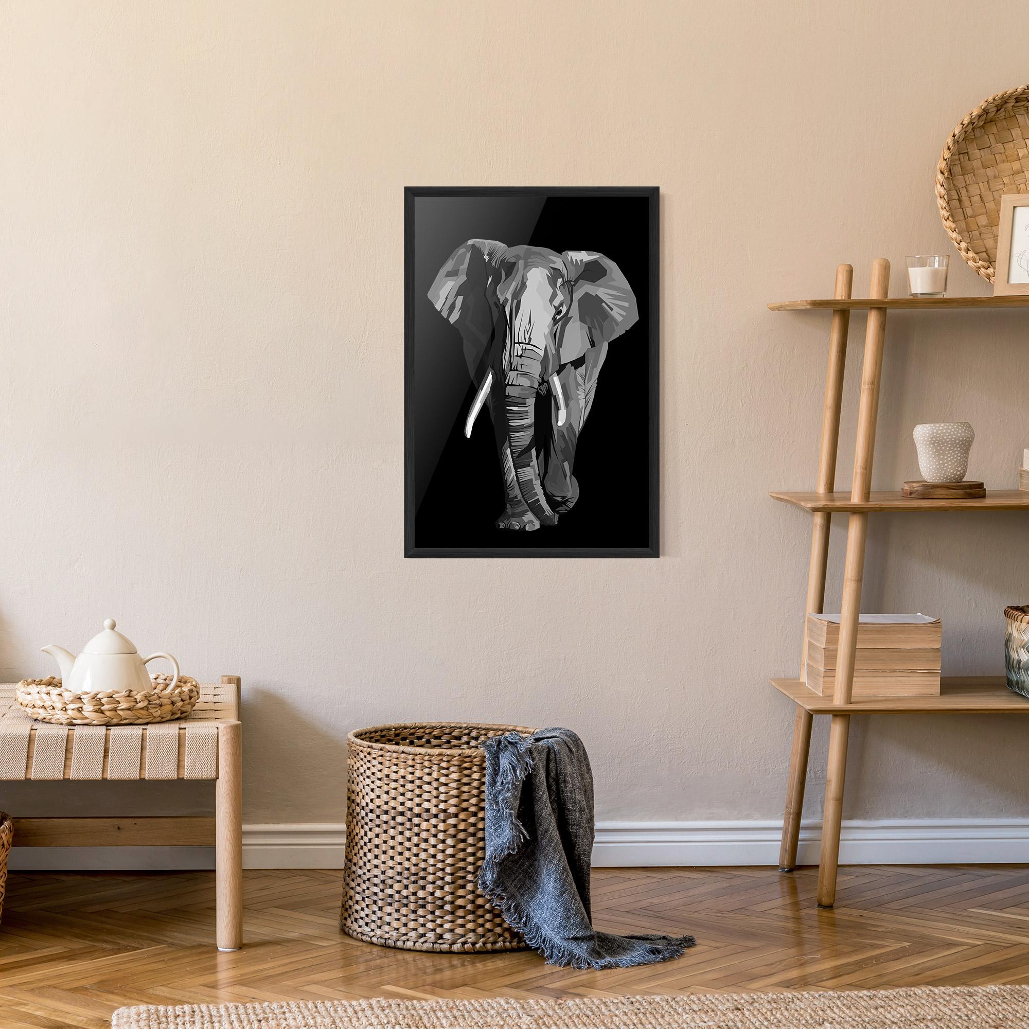 Poster Înrămat Beautiful Grey Elephant mockup 9