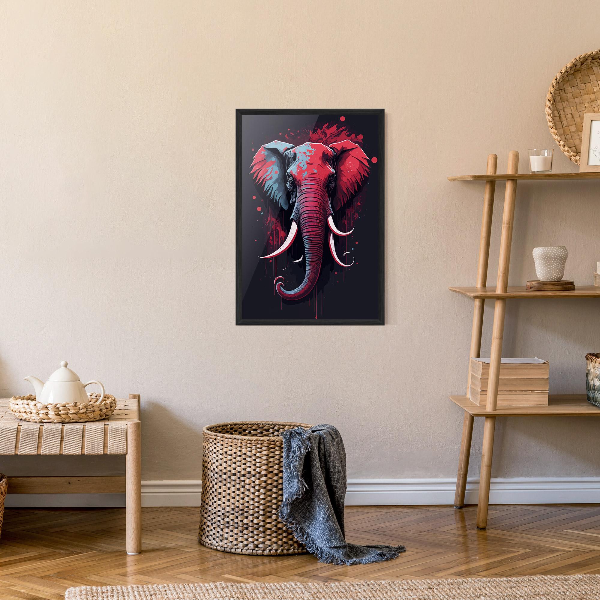 Poster Înrămat Red Blue Elephant mockup 9