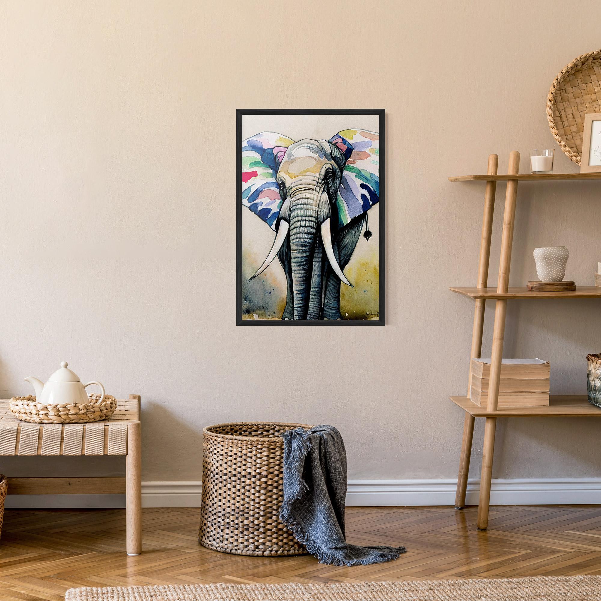 Poster Înrămat Watercolor Elephant Art mockup 9