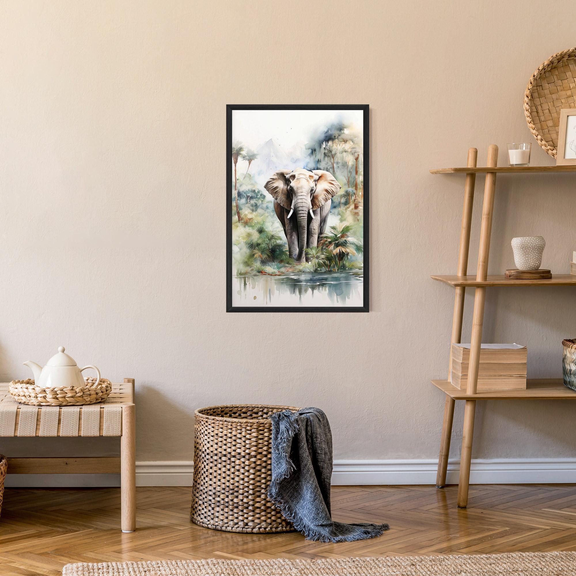 Poster Înrămat Wild Watercolor Elephant mockup 9