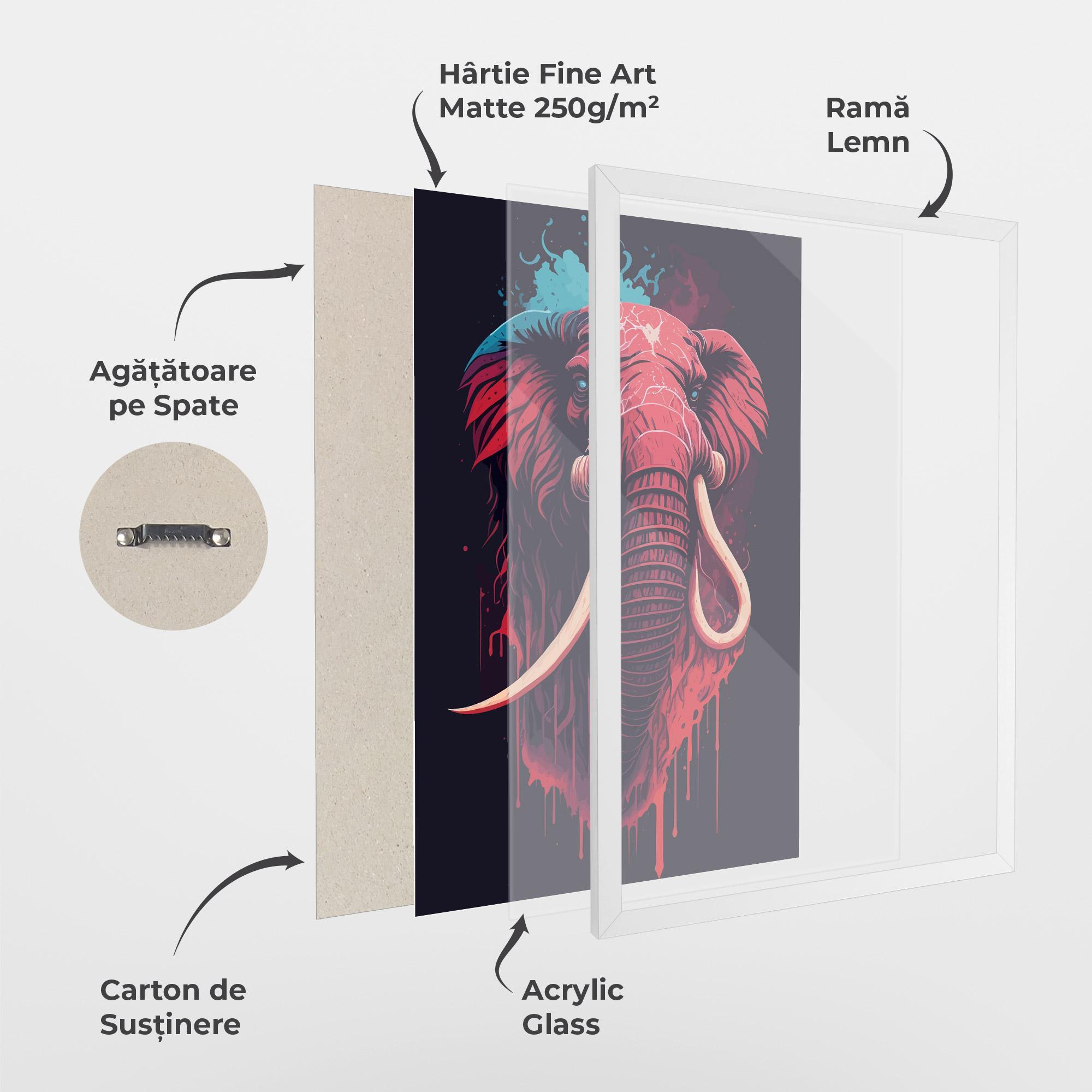 Poster Înrămat Blue Red Elephant mockup 1