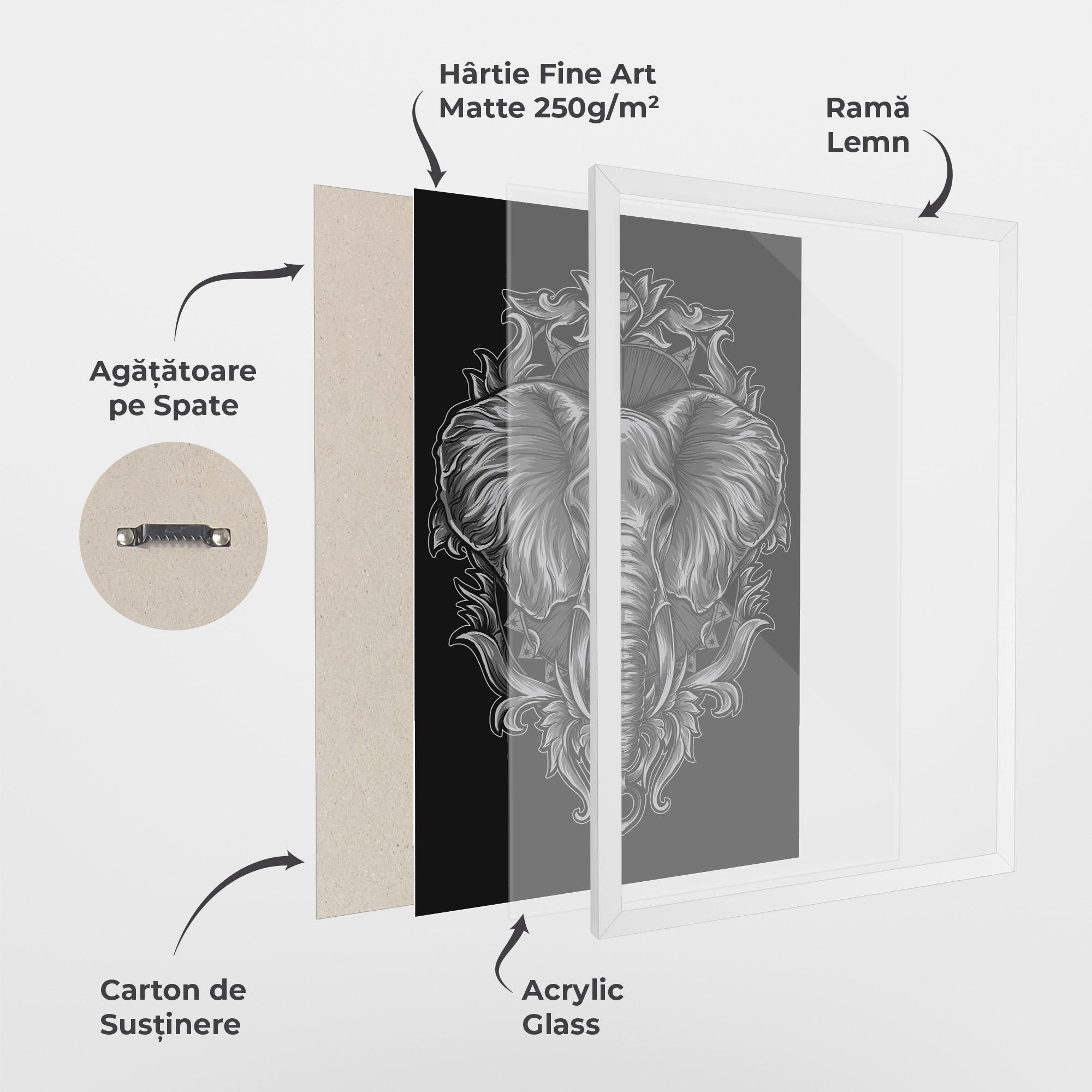 Poster Înrămat Grey Elephant Head mockup 1