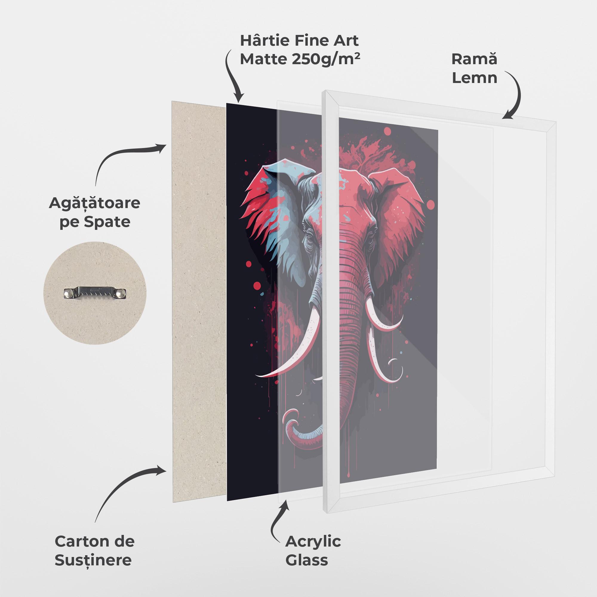 Poster Înrămat Red Blue Elephant mockup 1