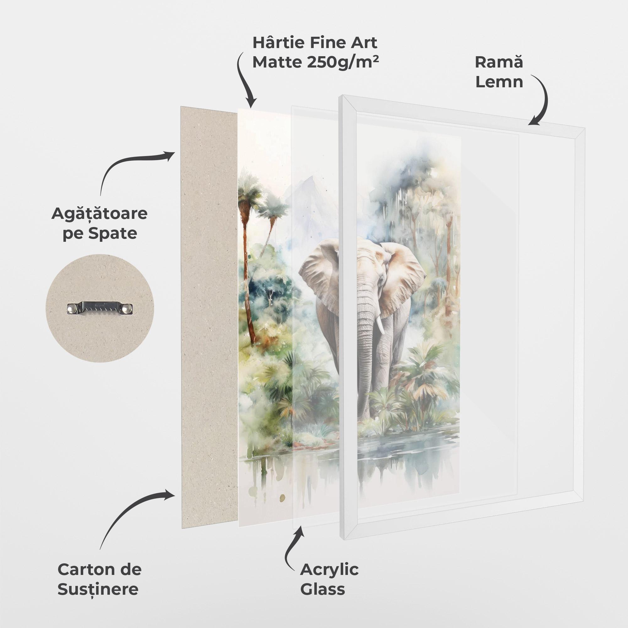 Poster Înrămat Wild Watercolor Elephant mockup 1