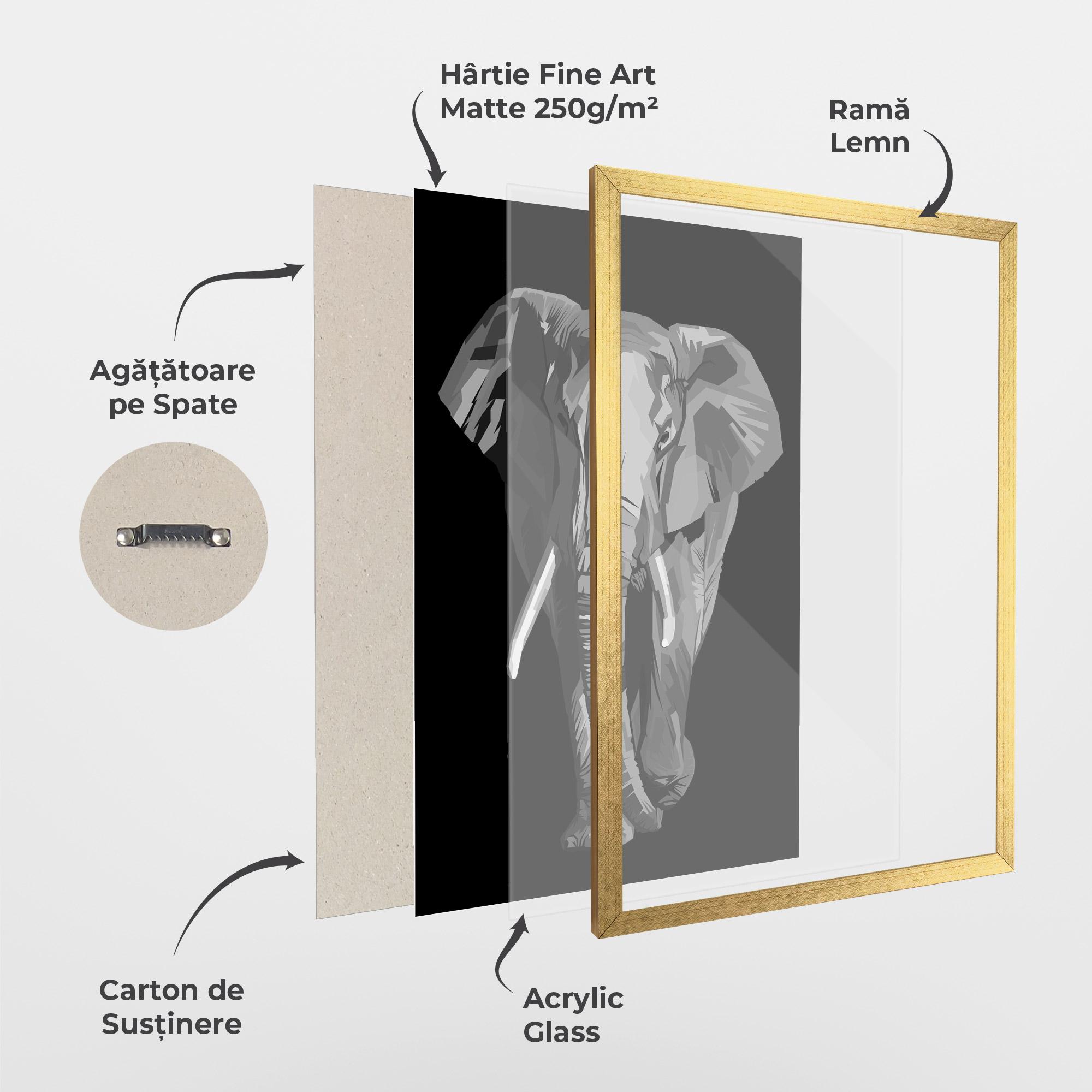 Poster Înrămat Beautiful Grey Elephant mockup 1