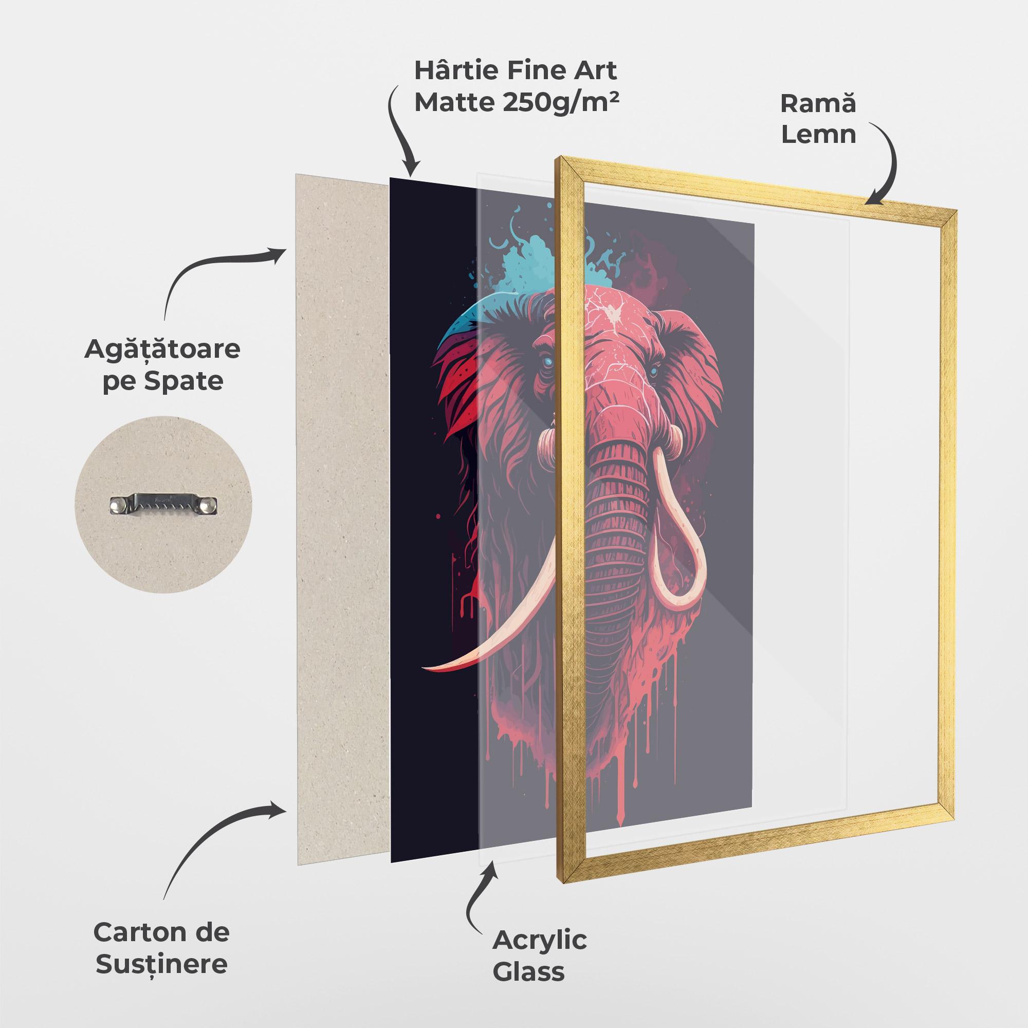 Poster Înrămat Blue Red Elephant mockup 1