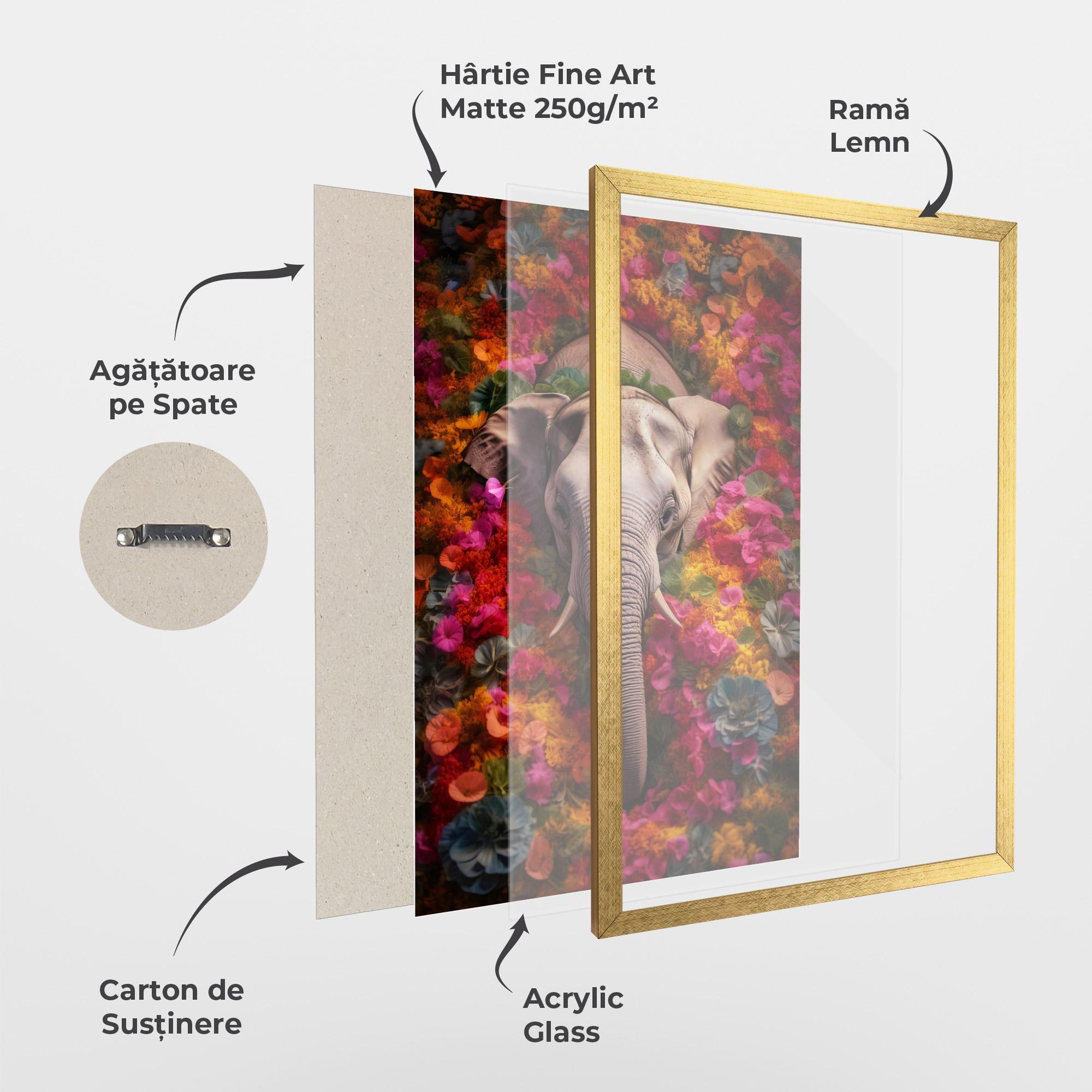 Poster Înrămat Flower Elephant mockup 1