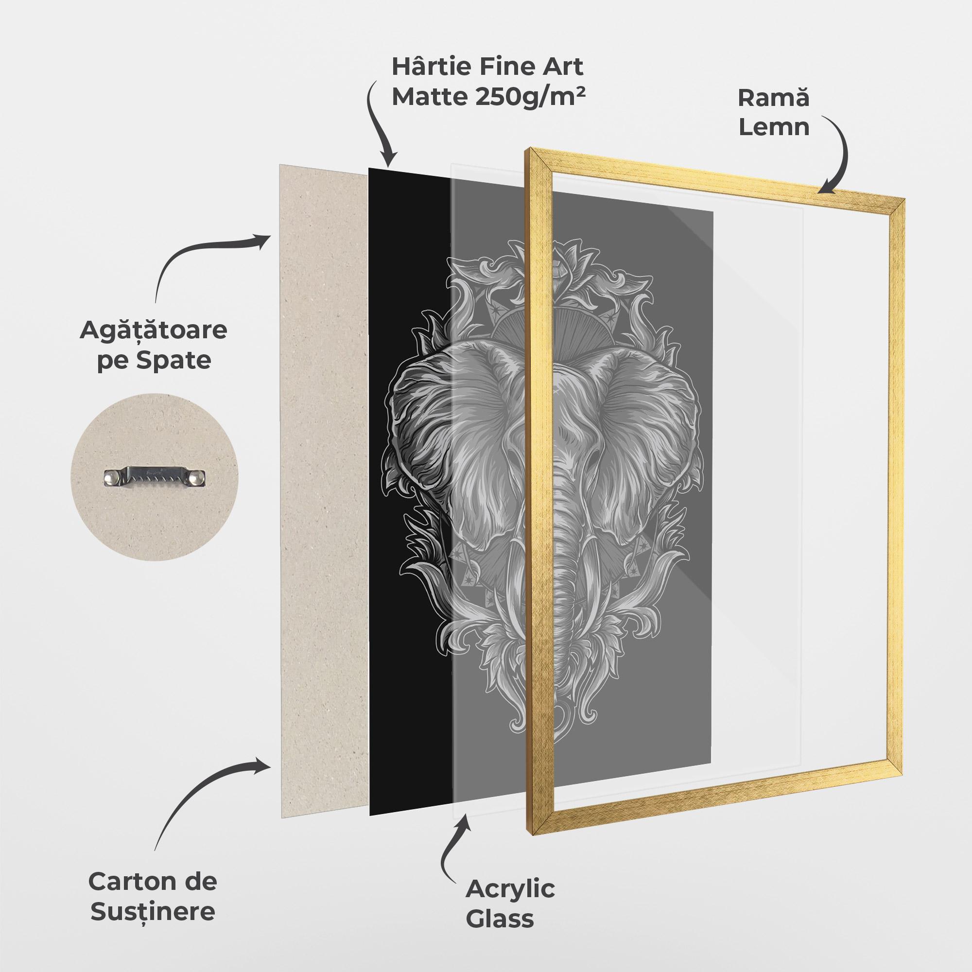 Poster Înrămat Grey Elephant Head mockup 1