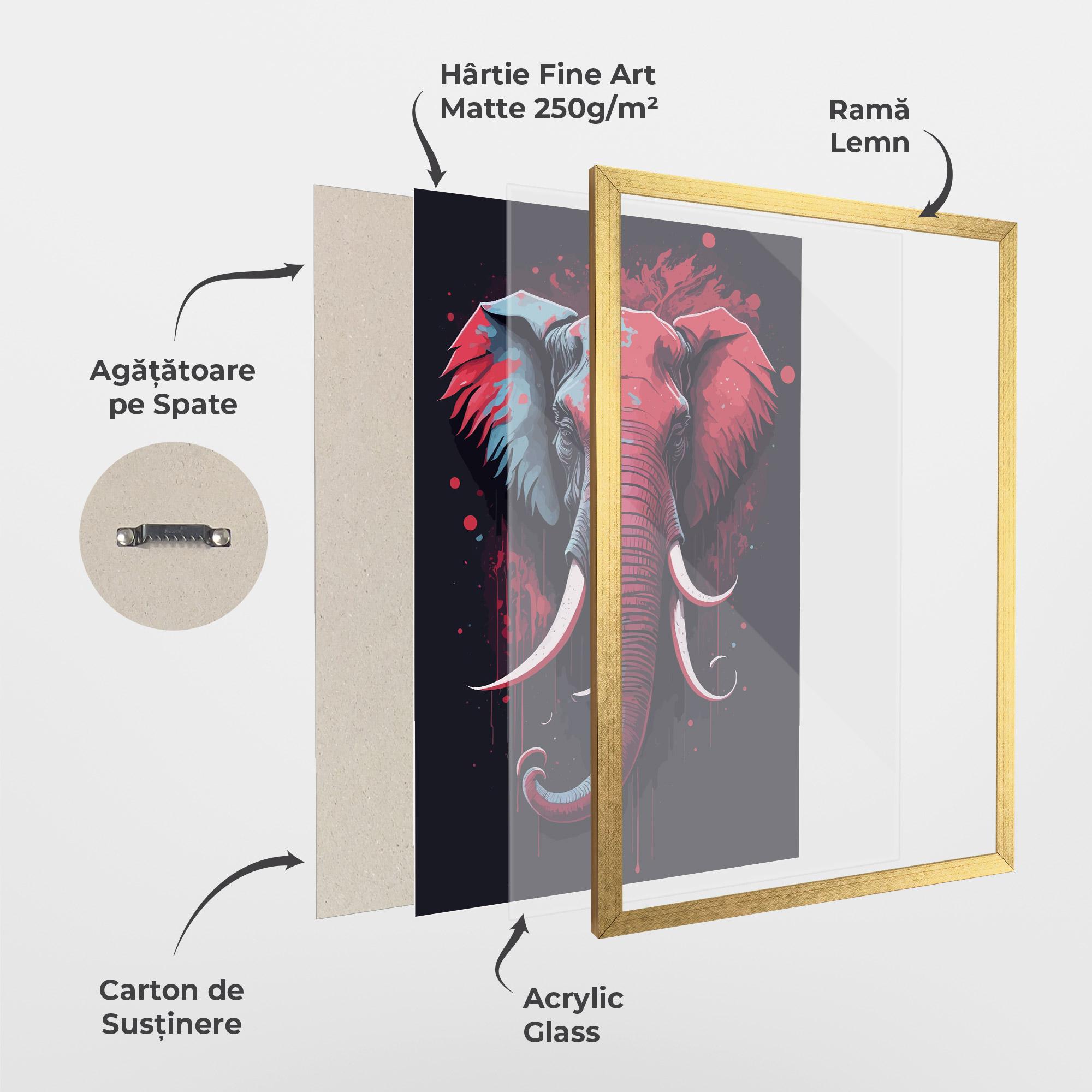 Poster Înrămat Red Blue Elephant mockup 1