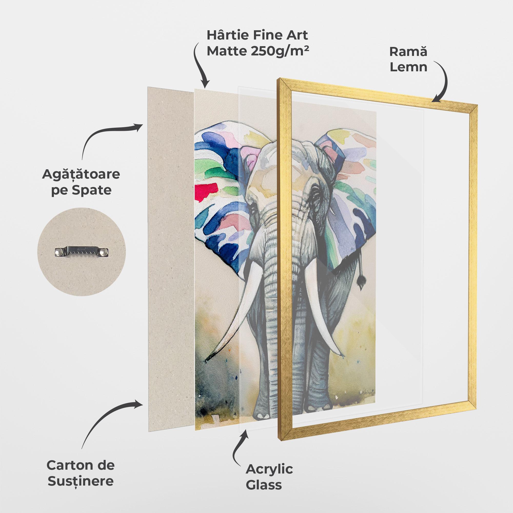 Poster Înrămat Watercolor Elephant Art mockup 1