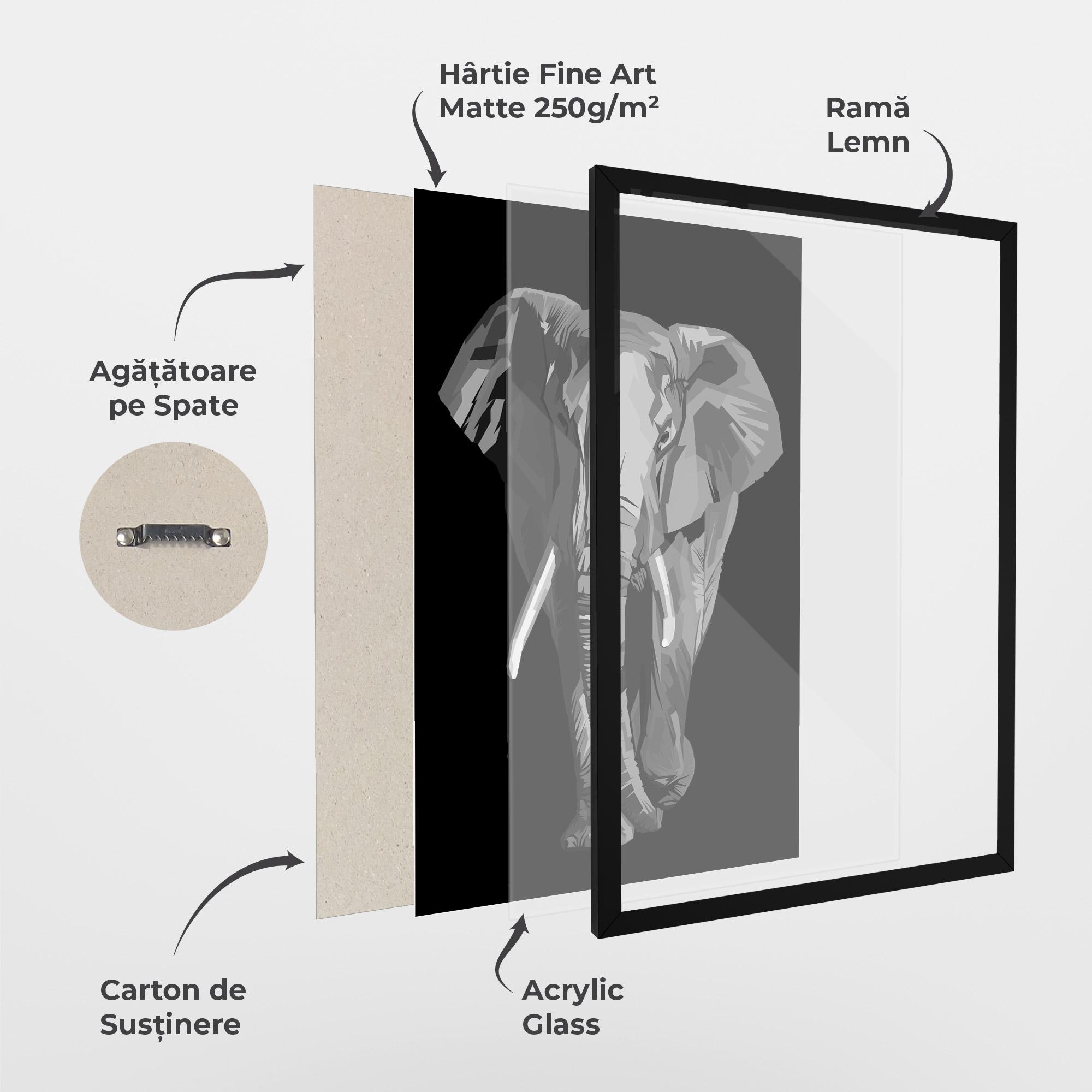 Poster Înrămat Beautiful Grey Elephant mockup 1