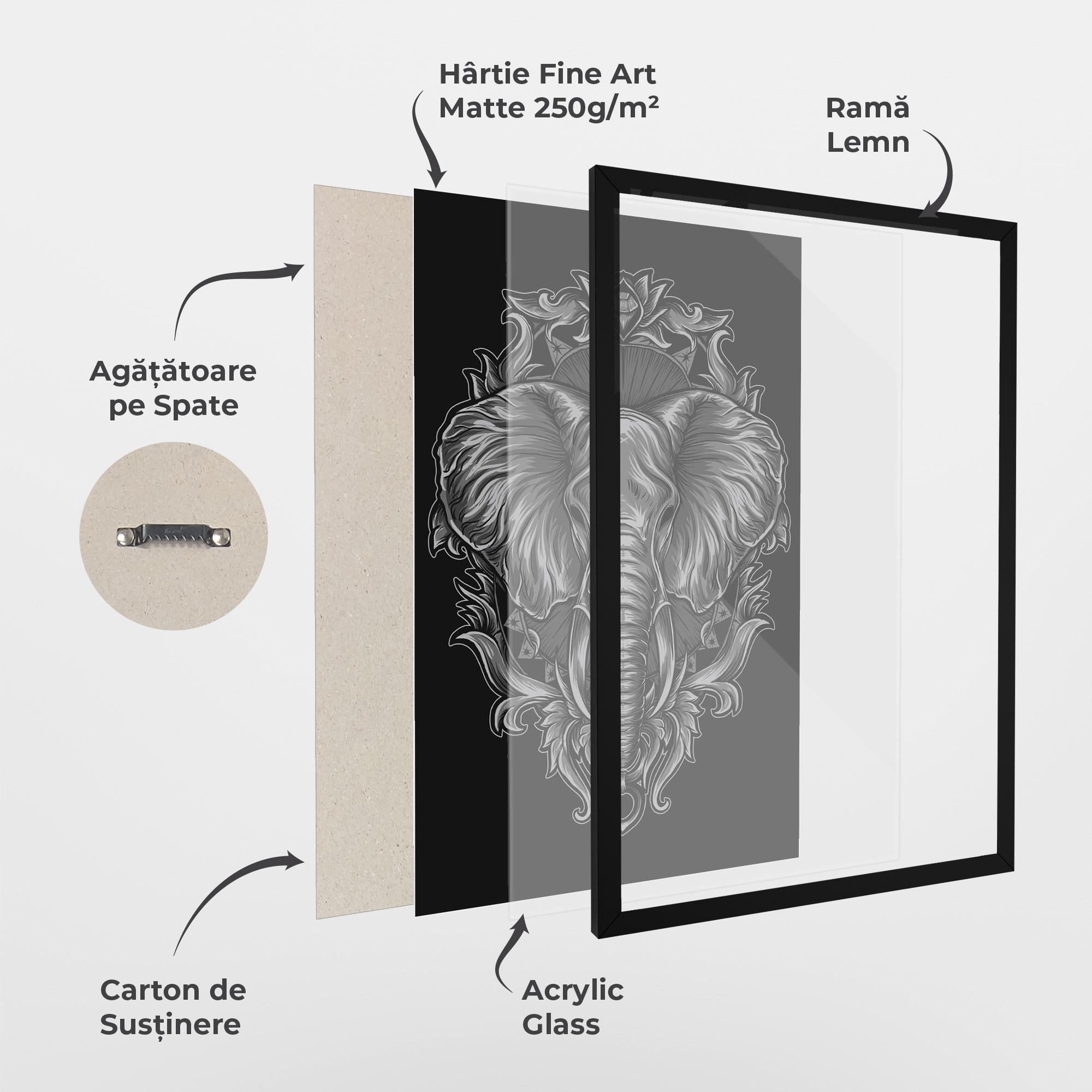 Poster Înrămat Grey Elephant Head mockup 1