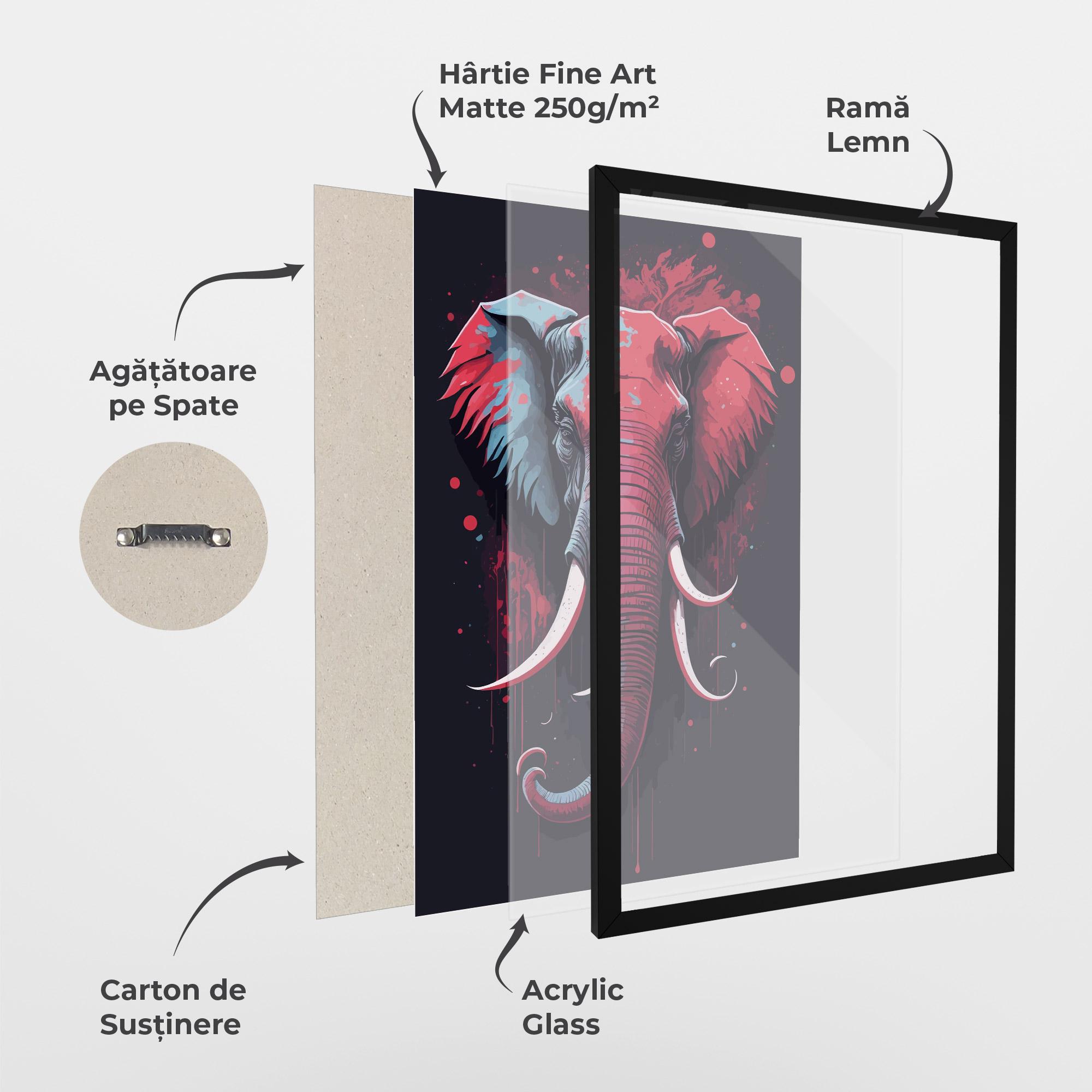 Poster Înrămat Red Blue Elephant mockup 1