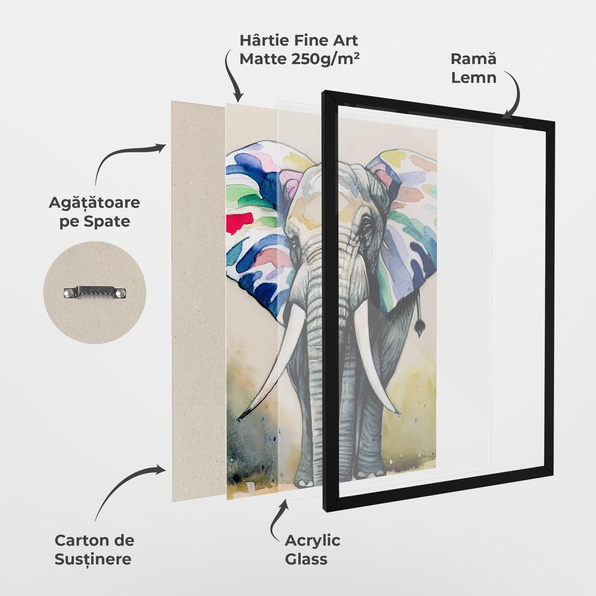 Poster Înrămat Watercolor Elephant Art mockup 1