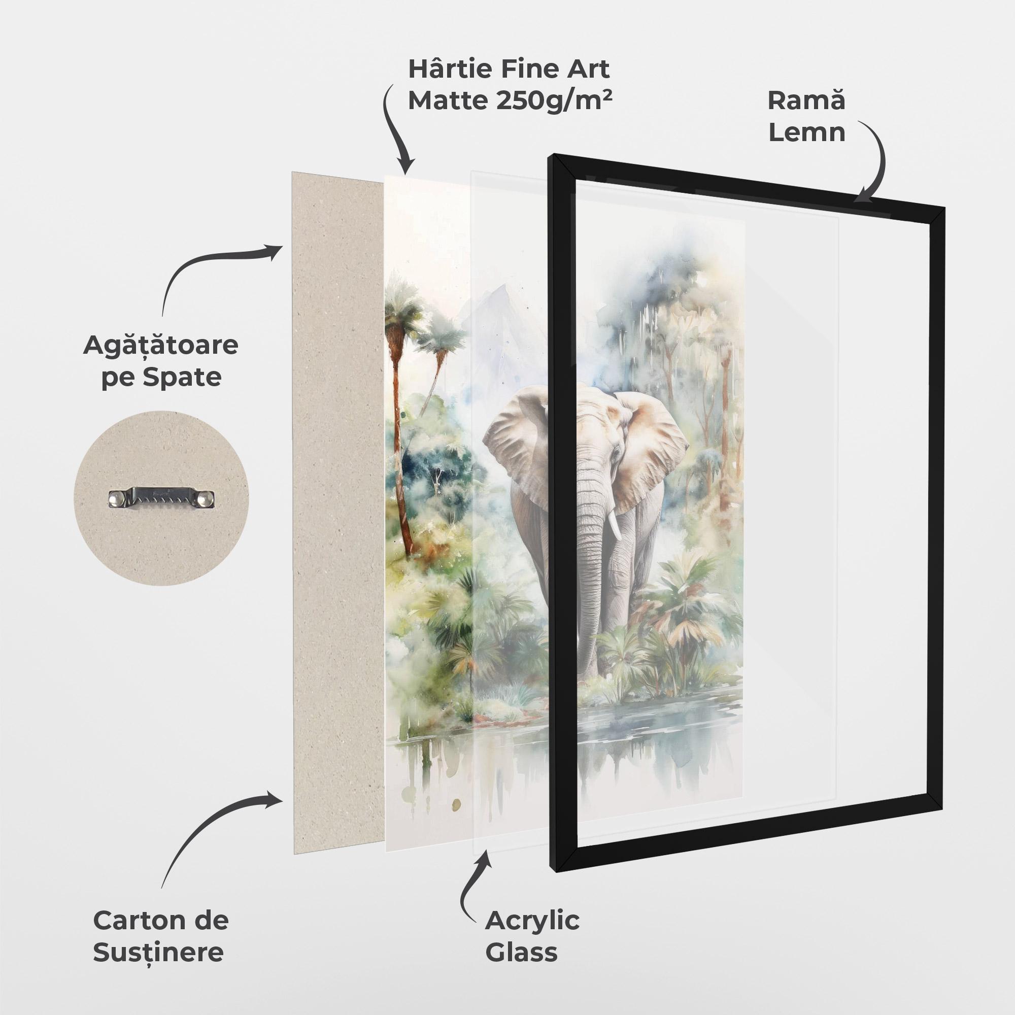 Poster Înrămat Wild Watercolor Elephant mockup 1