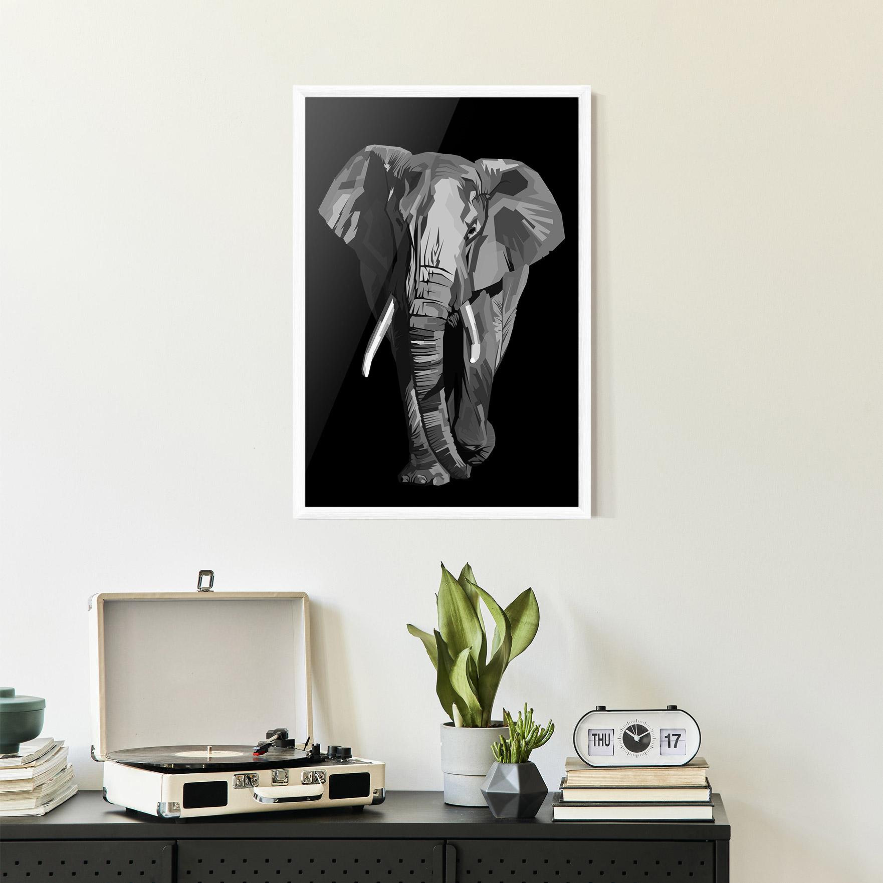 Poster Înrămat Beautiful Grey Elephant mockup 2