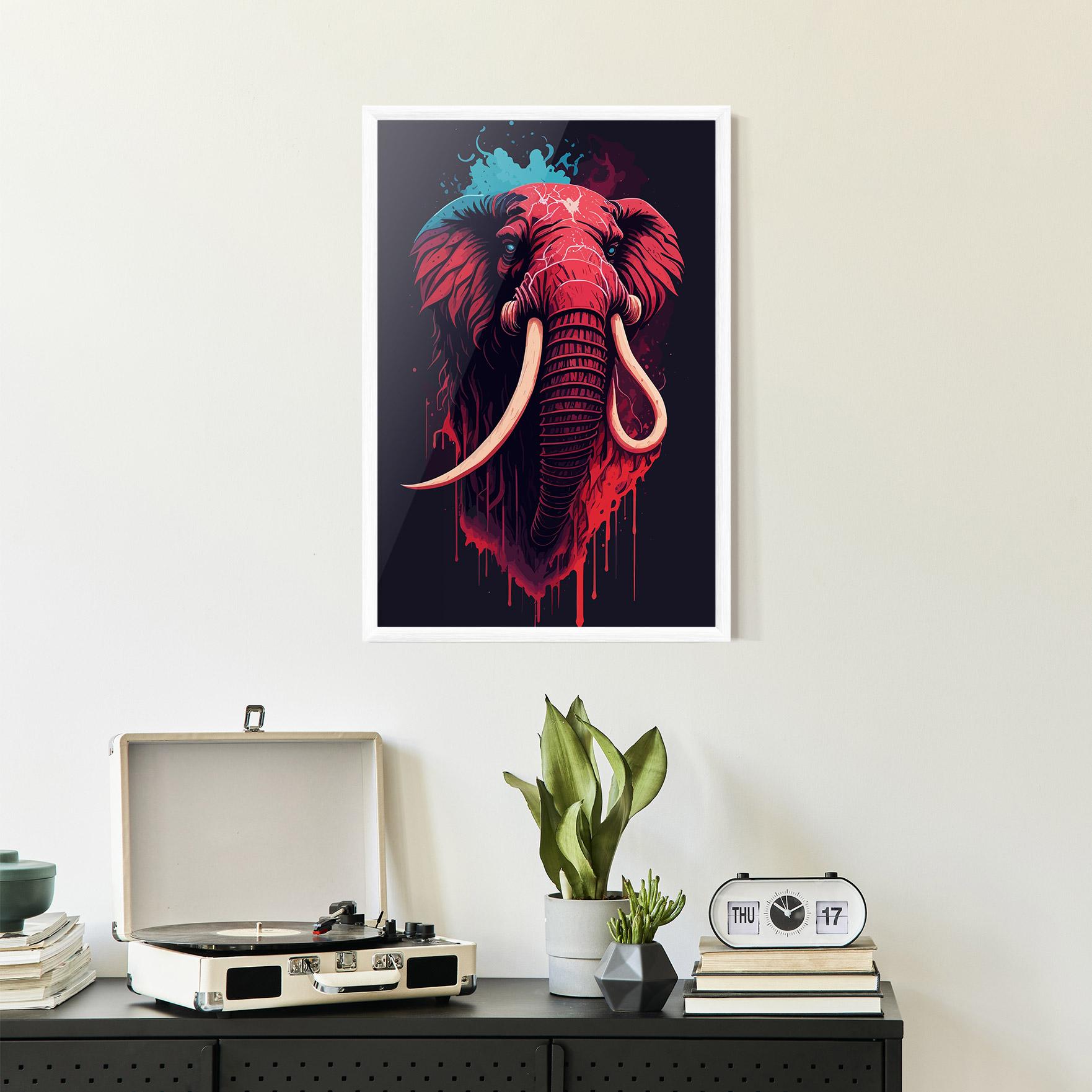 Poster Înrămat Blue Red Elephant mockup 2