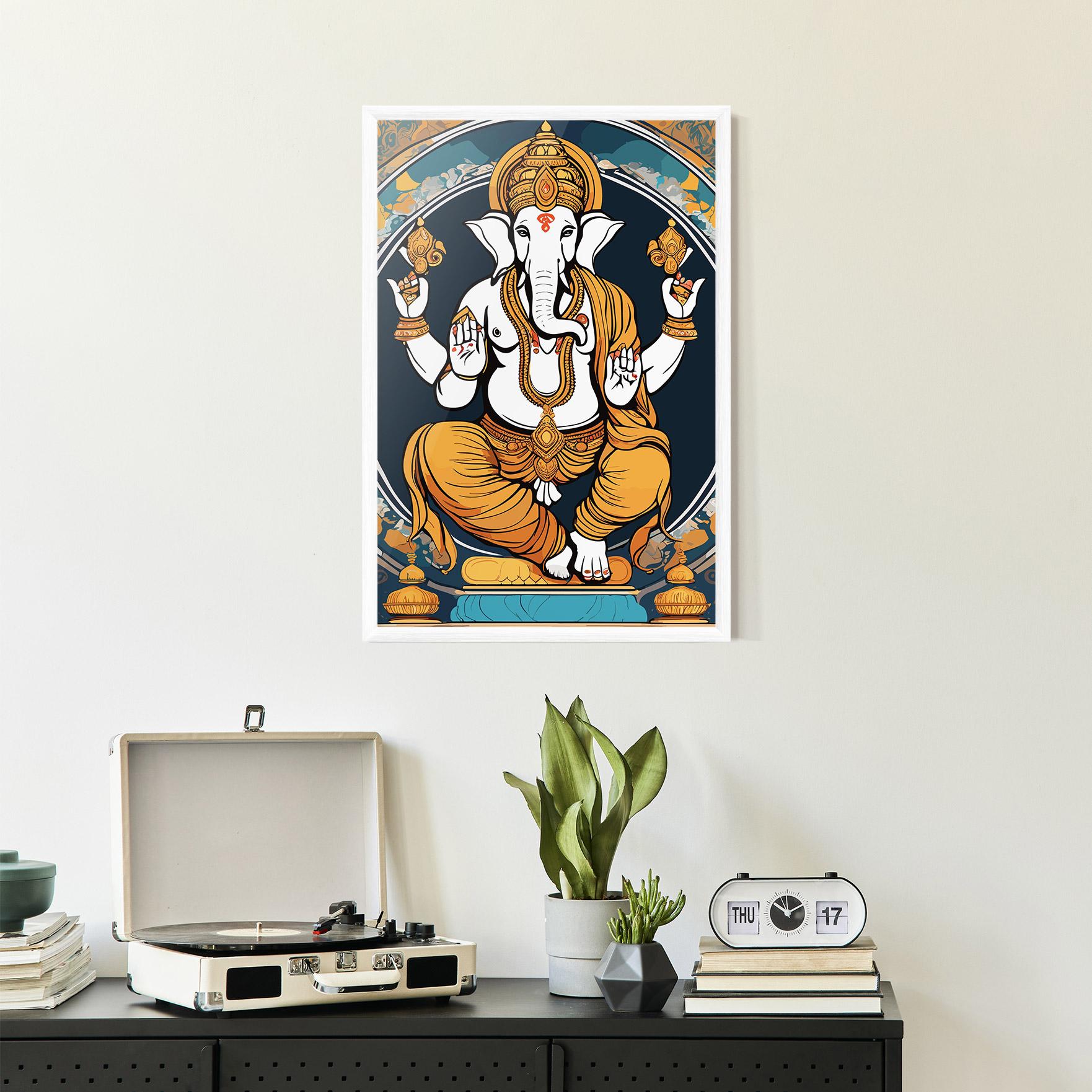 Poster Înrămat Gold Ganpati mockup 2