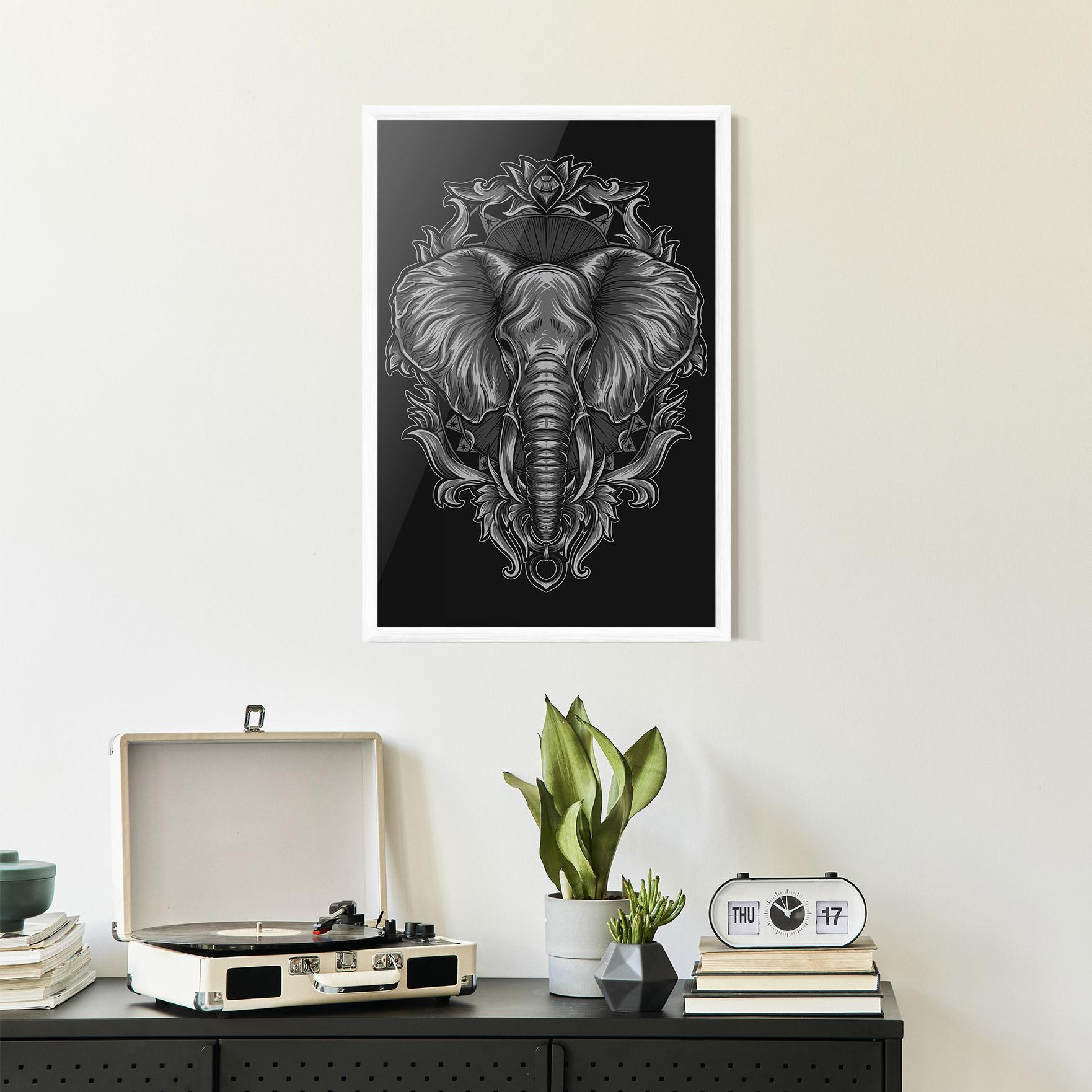 Poster Înrămat Grey Elephant Head mockup 2