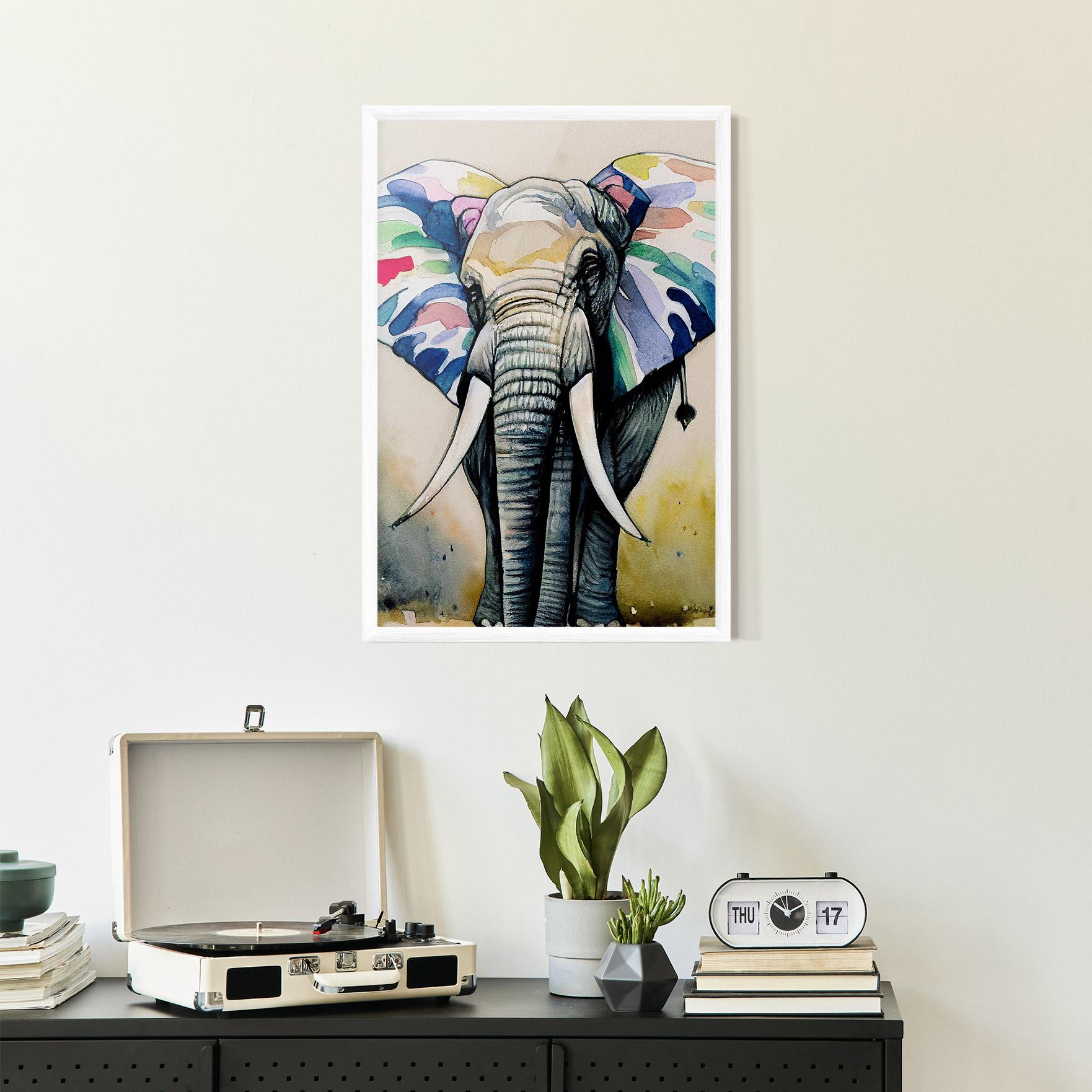 Poster Înrămat Watercolor Elephant Art mockup 2