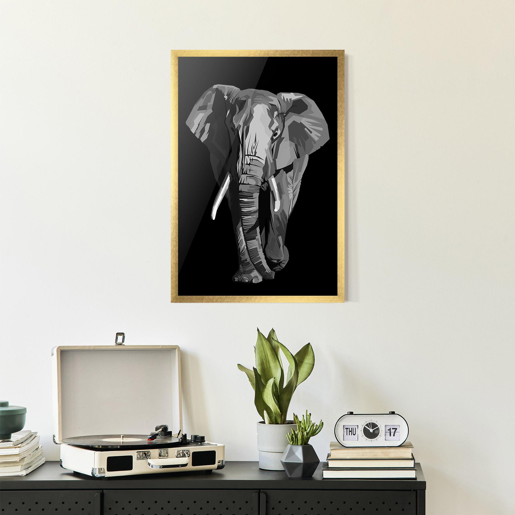 Poster Înrămat Beautiful Grey Elephant mockup 2