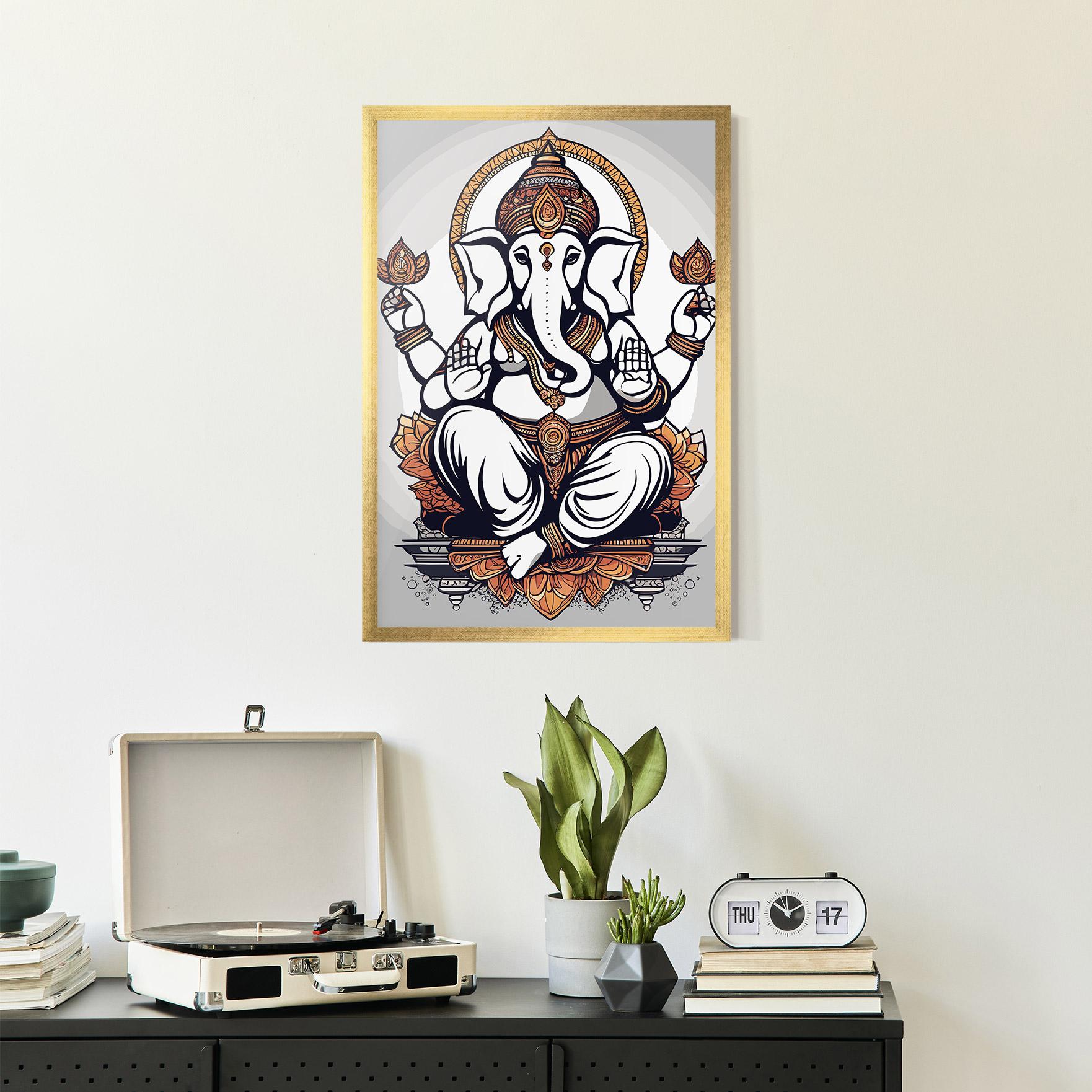 Poster Înrămat Chaturthi Grey mockup 2