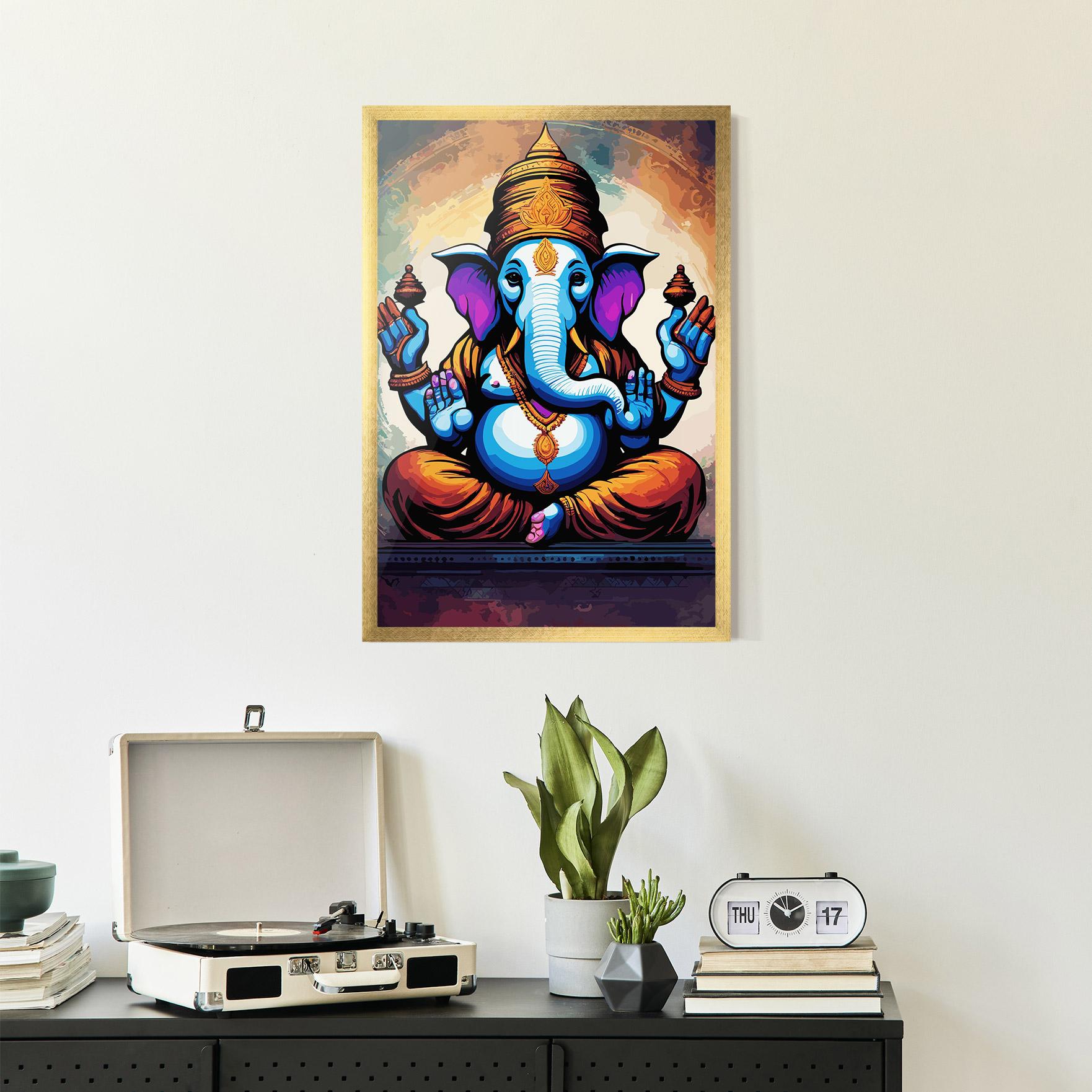 Poster Înrămat Ganesh Colorful mockup 2