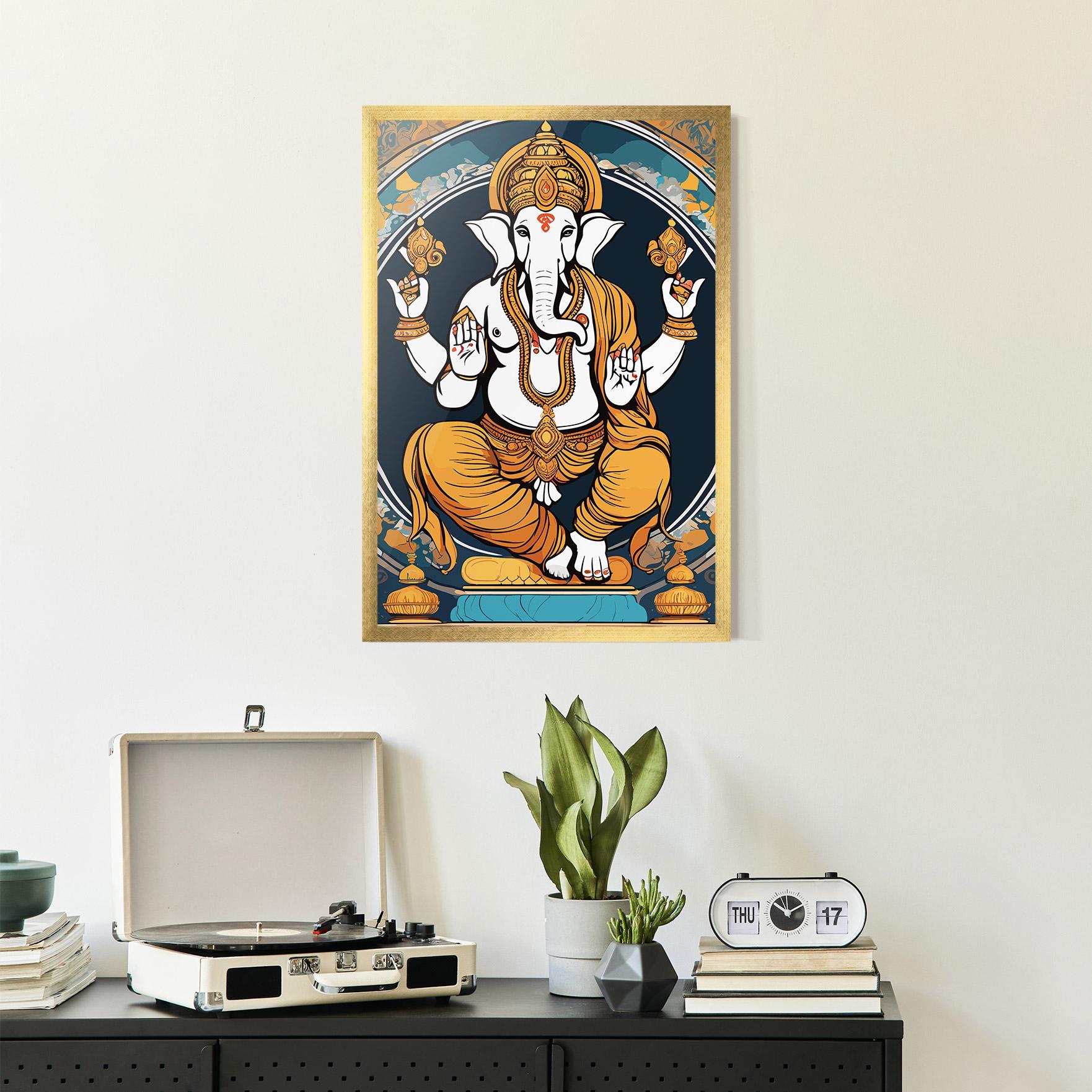 Poster Înrămat Gold Ganpati mockup 2
