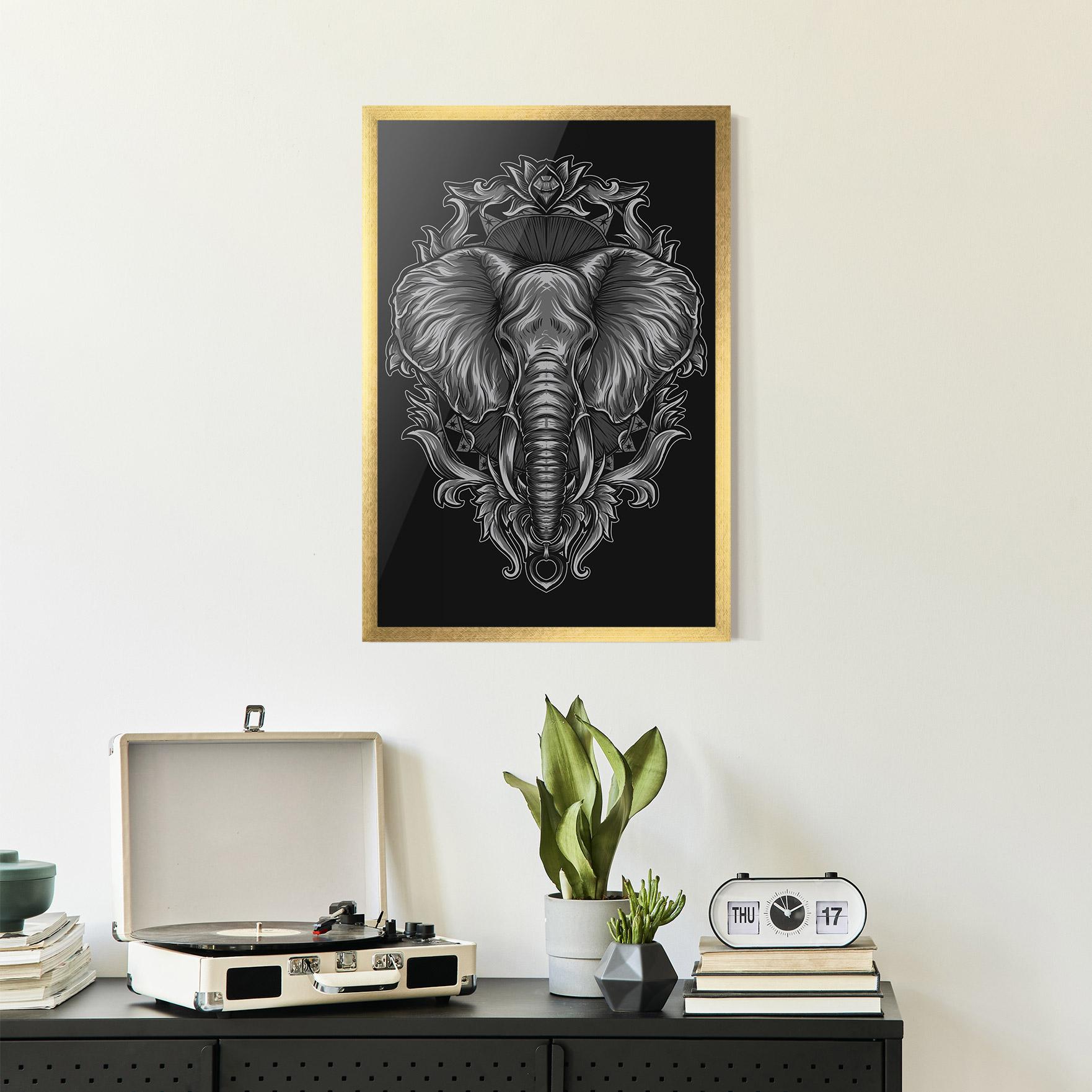 Poster Înrămat Grey Elephant Head mockup 2