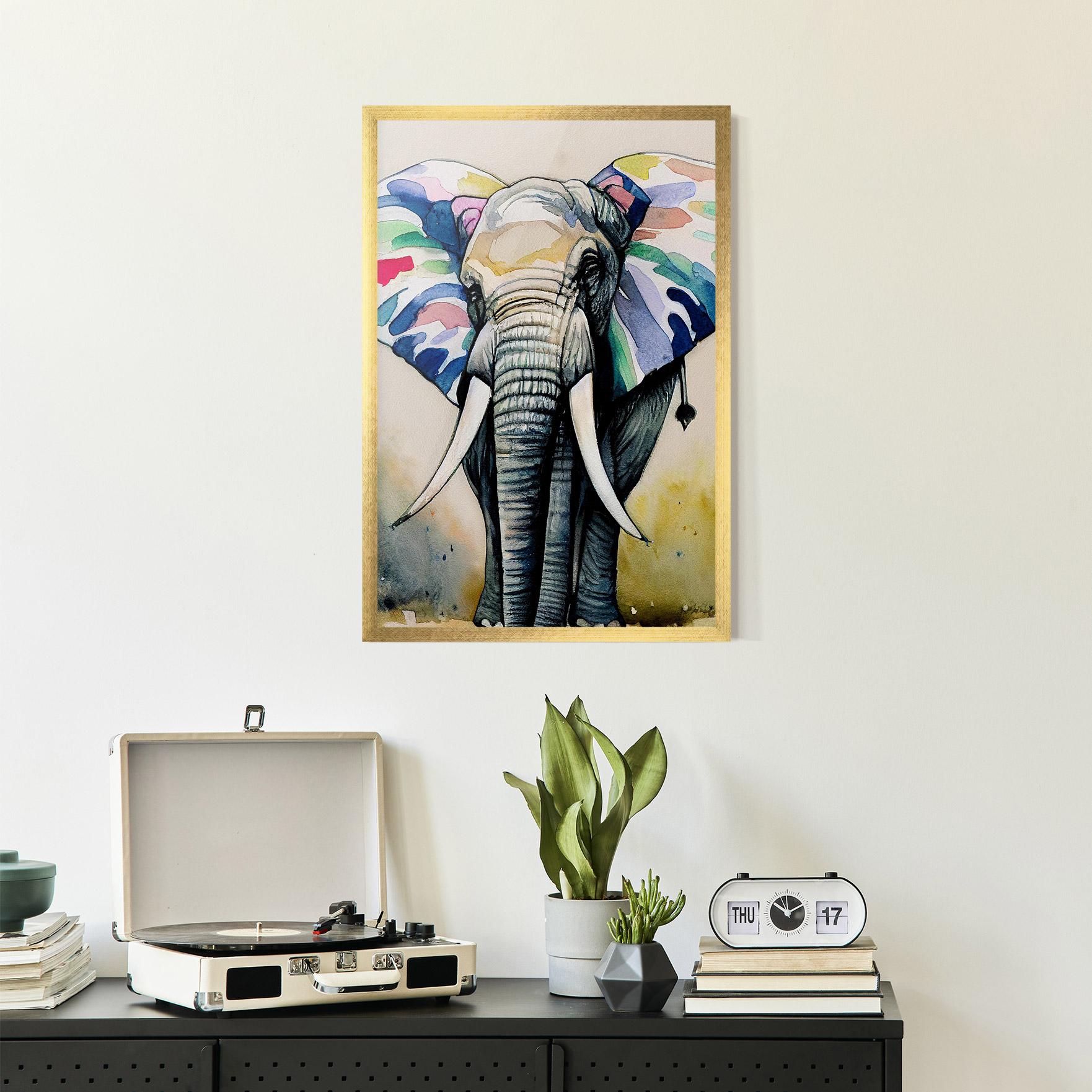 Poster Înrămat Watercolor Elephant Art mockup 2