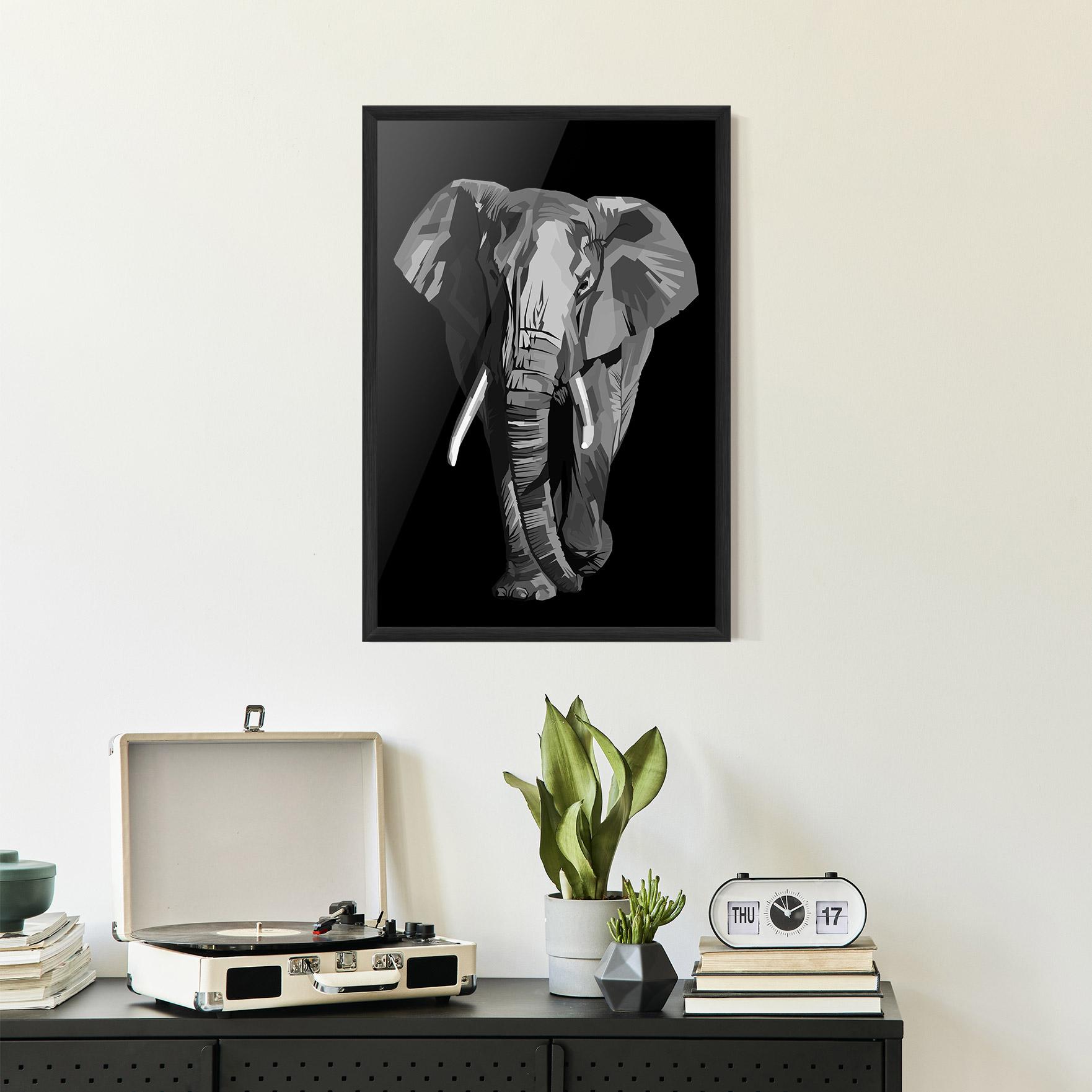 Poster Înrămat Beautiful Grey Elephant mockup 2