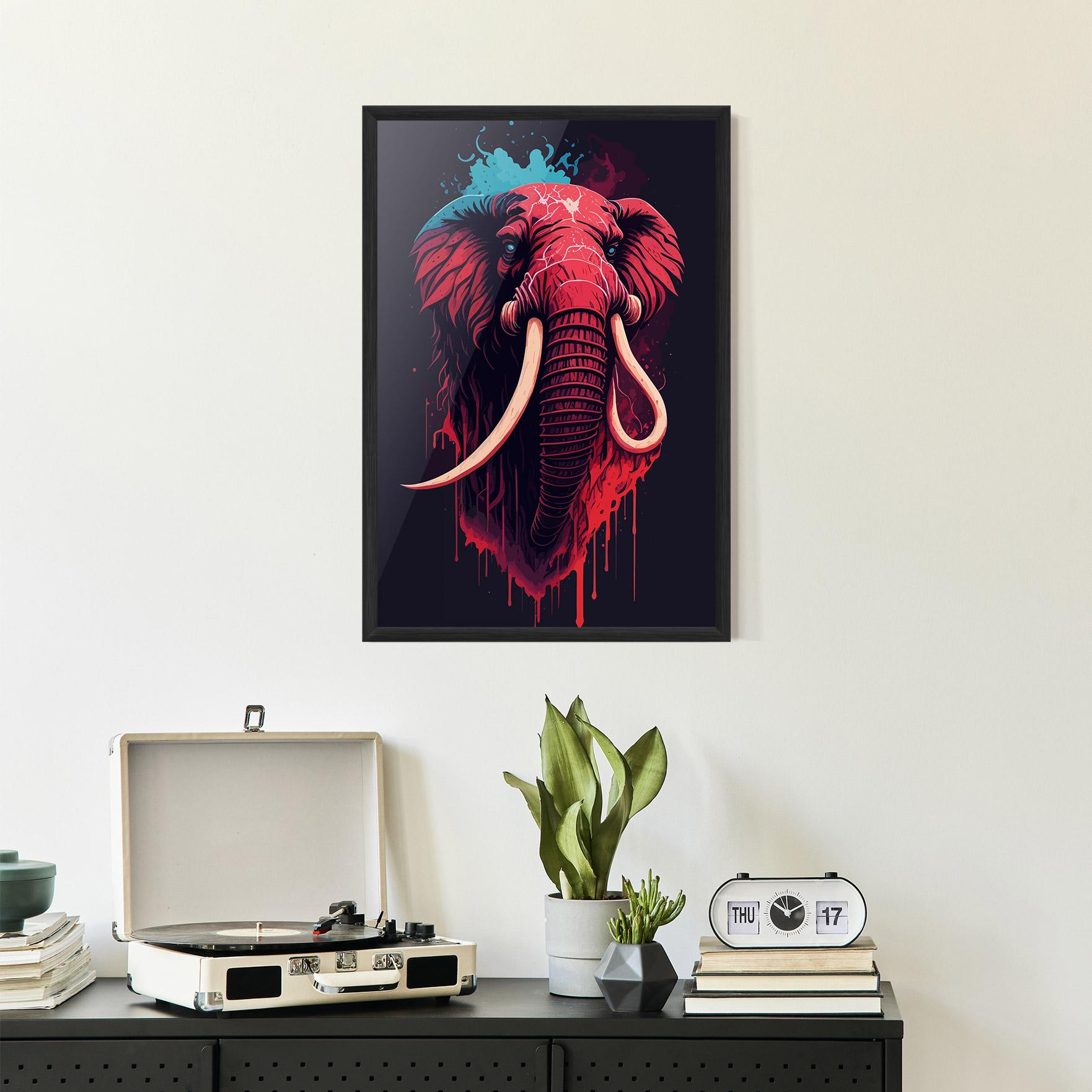 Poster Înrămat Blue Red Elephant mockup 2