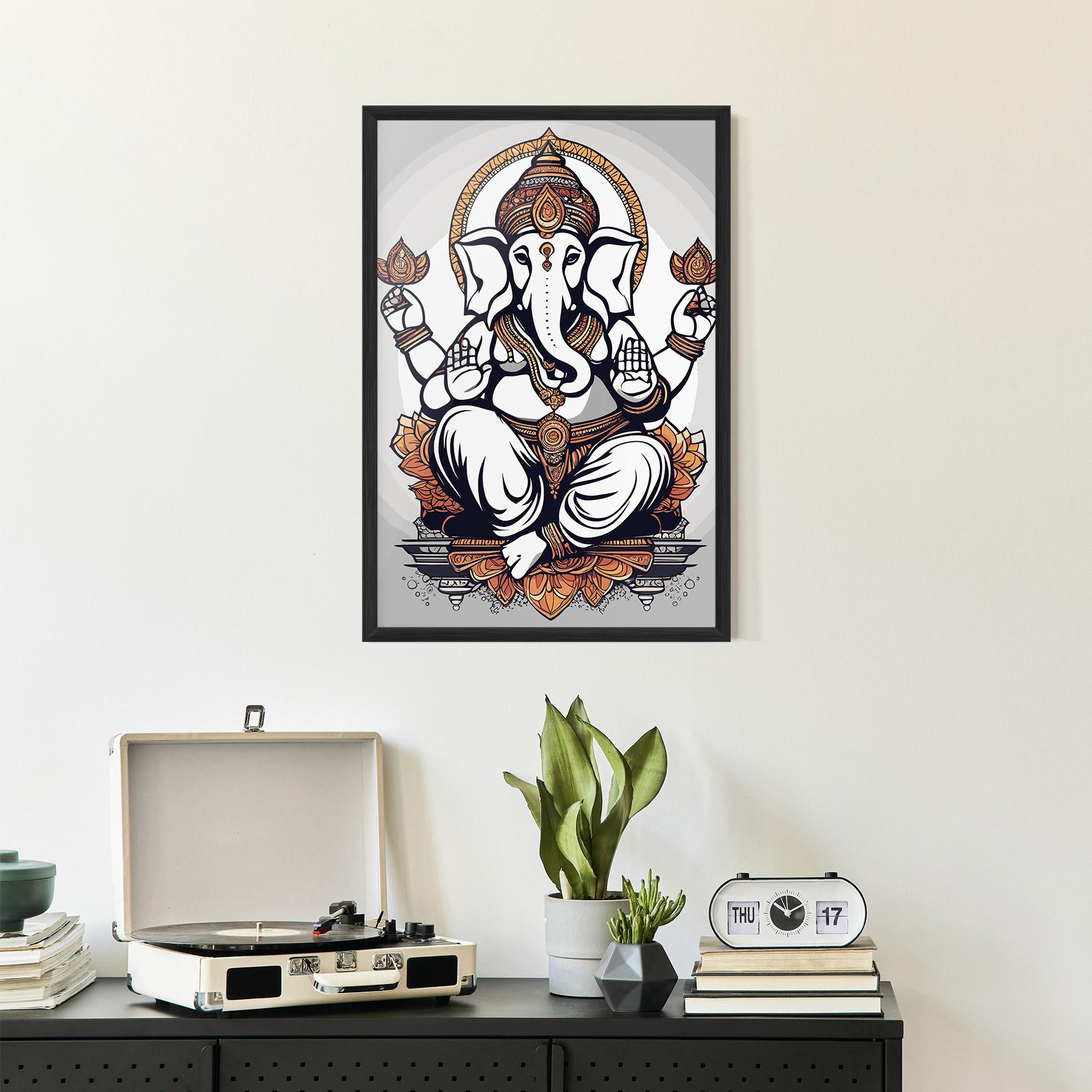 Poster Înrămat Chaturthi Grey mockup 2