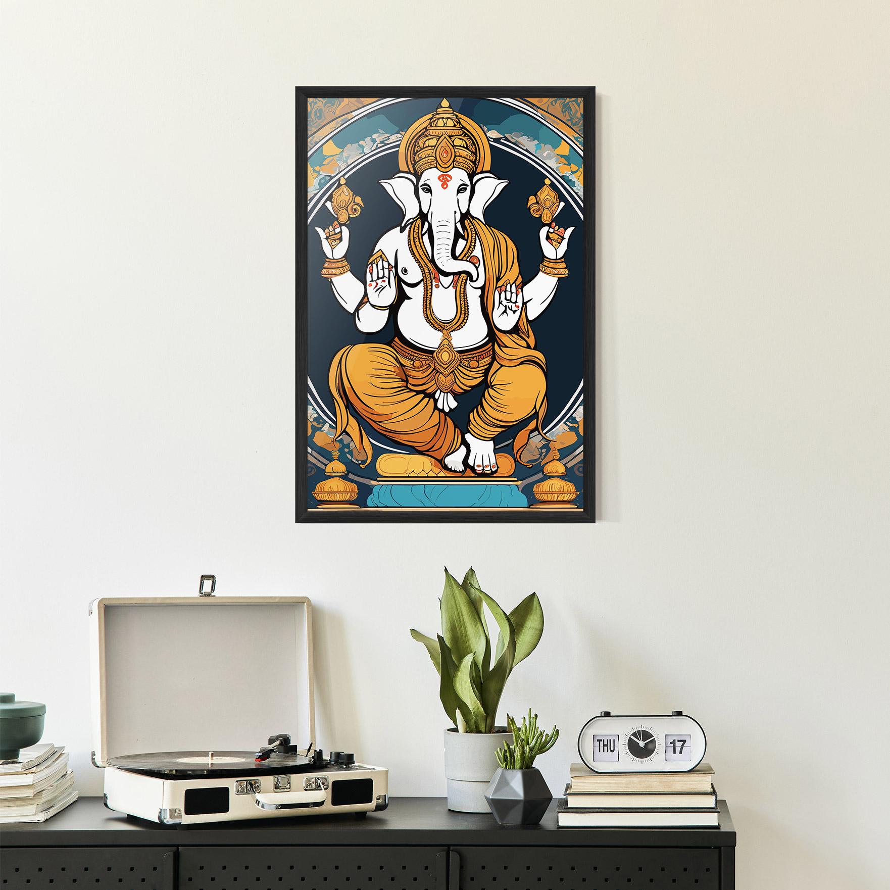 Poster Înrămat Gold Ganpati mockup 2