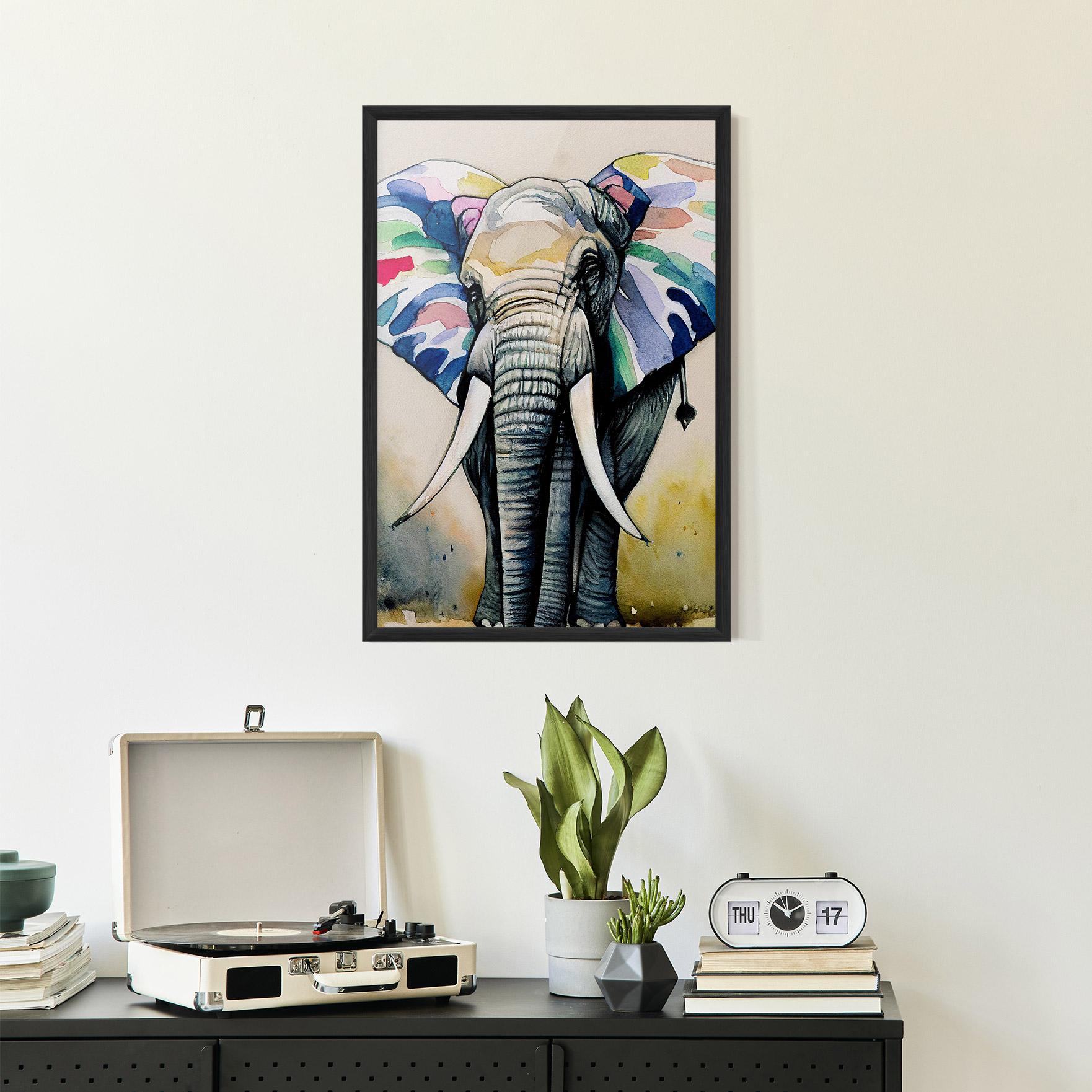 Poster Înrămat Watercolor Elephant Art mockup 2