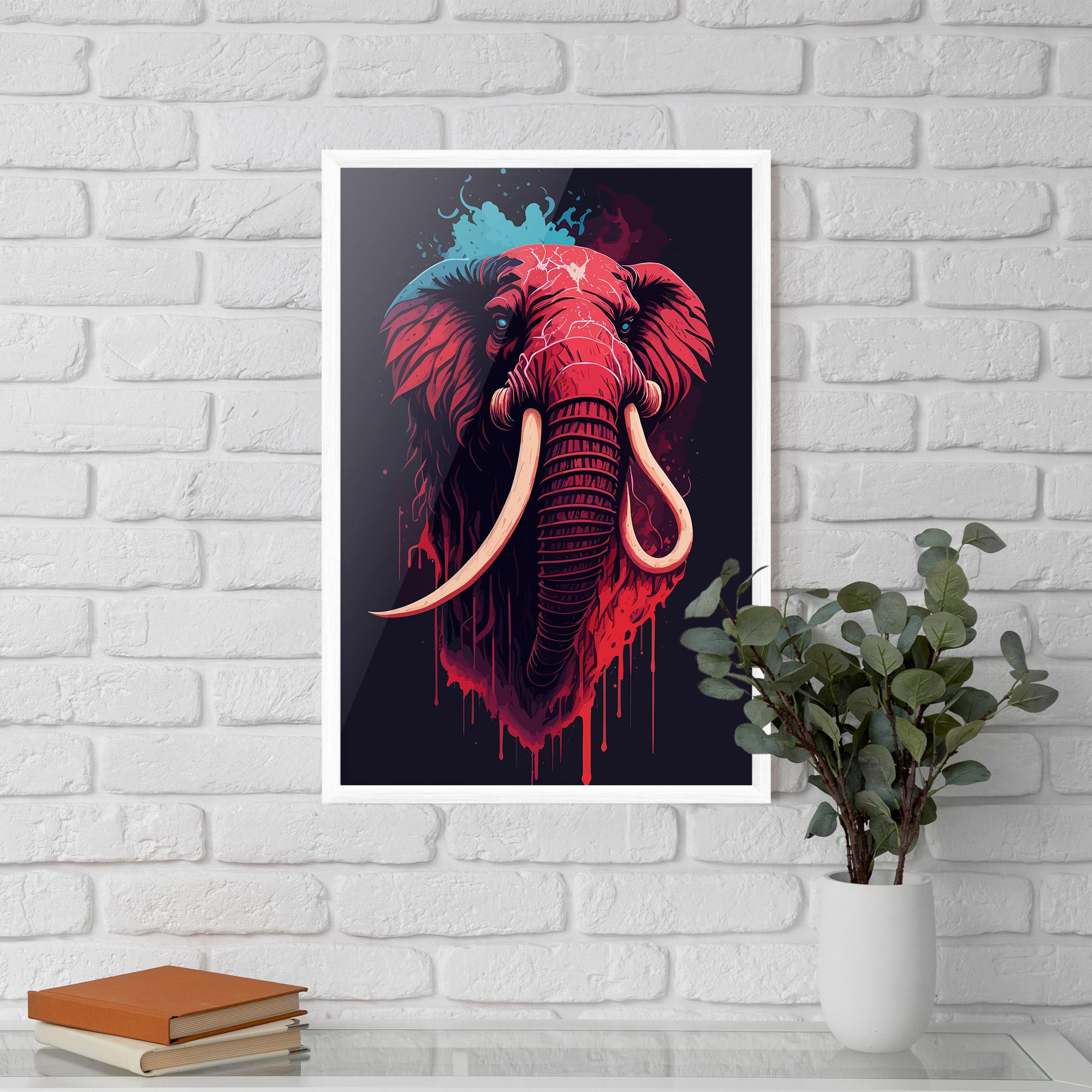 Poster Înrămat Blue Red Elephant mockup 5