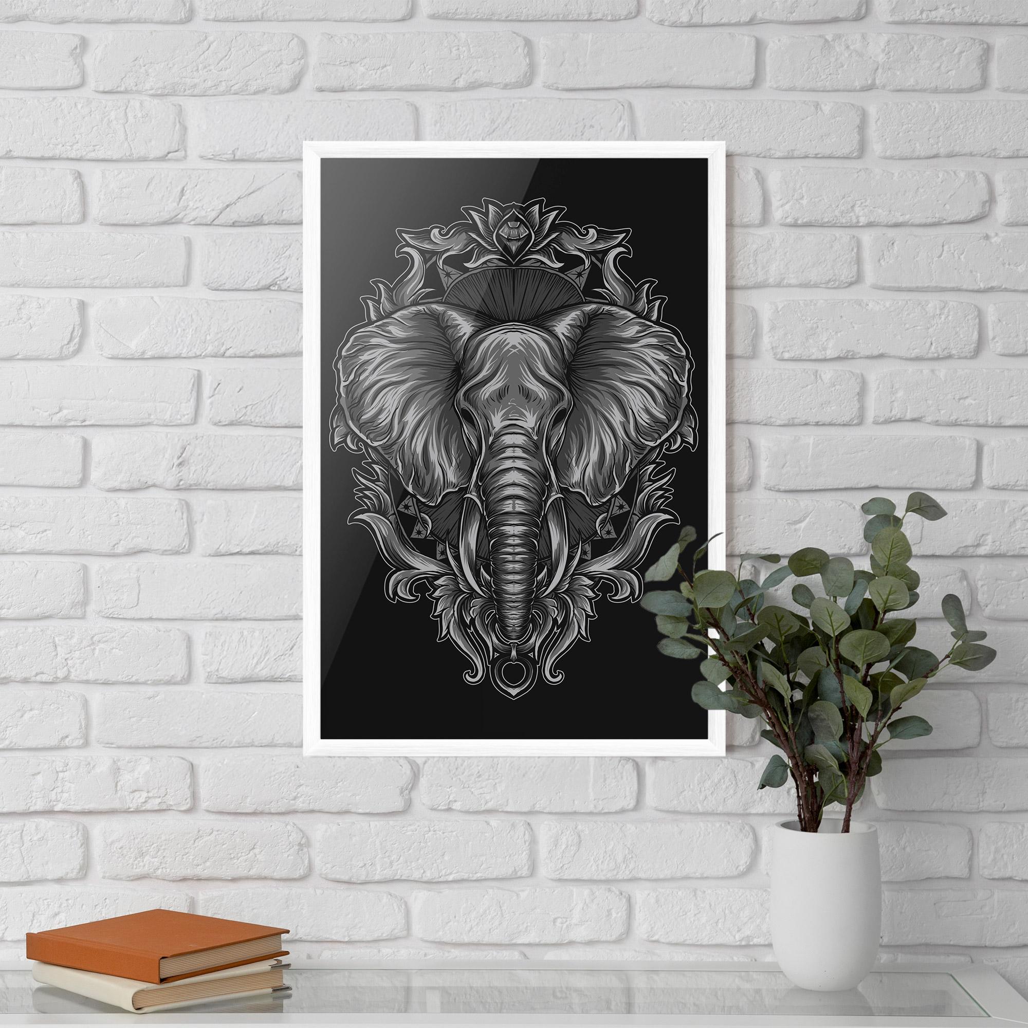 Poster Înrămat Grey Elephant Head mockup 5