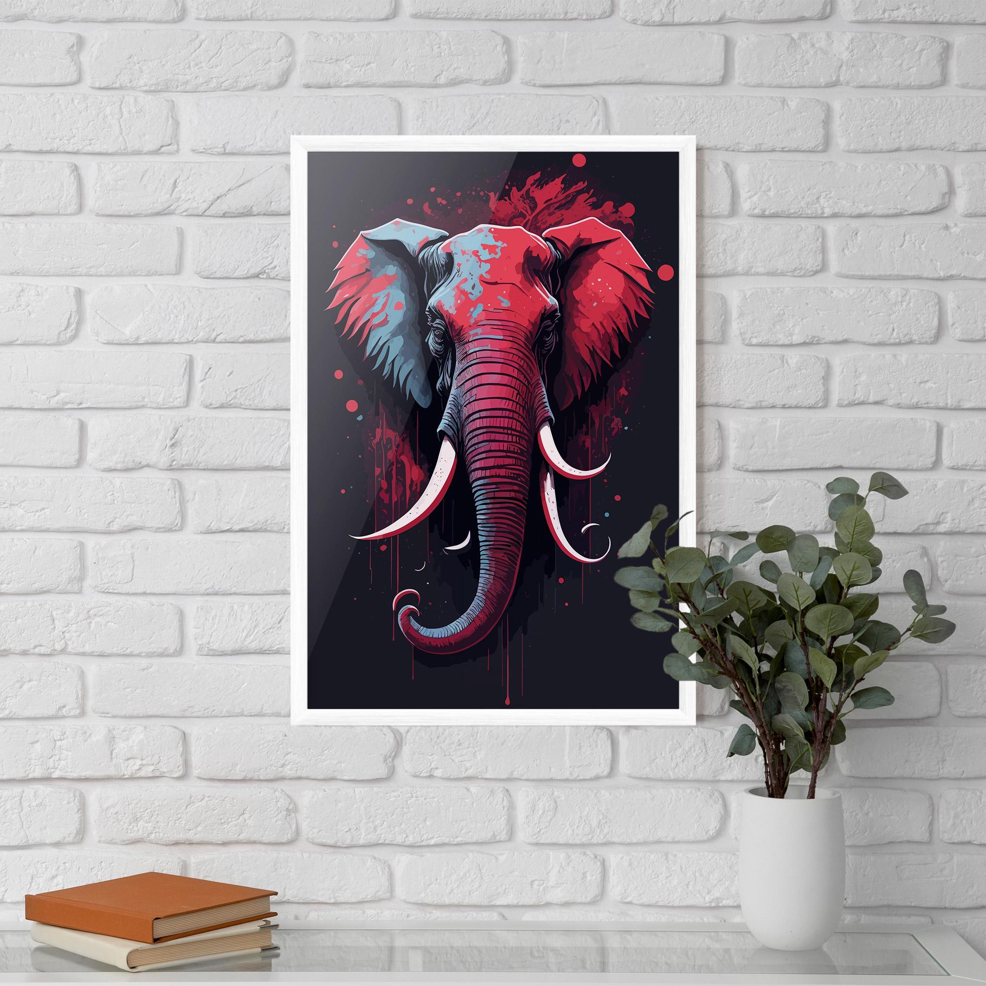 Poster Înrămat Red Blue Elephant mockup 5