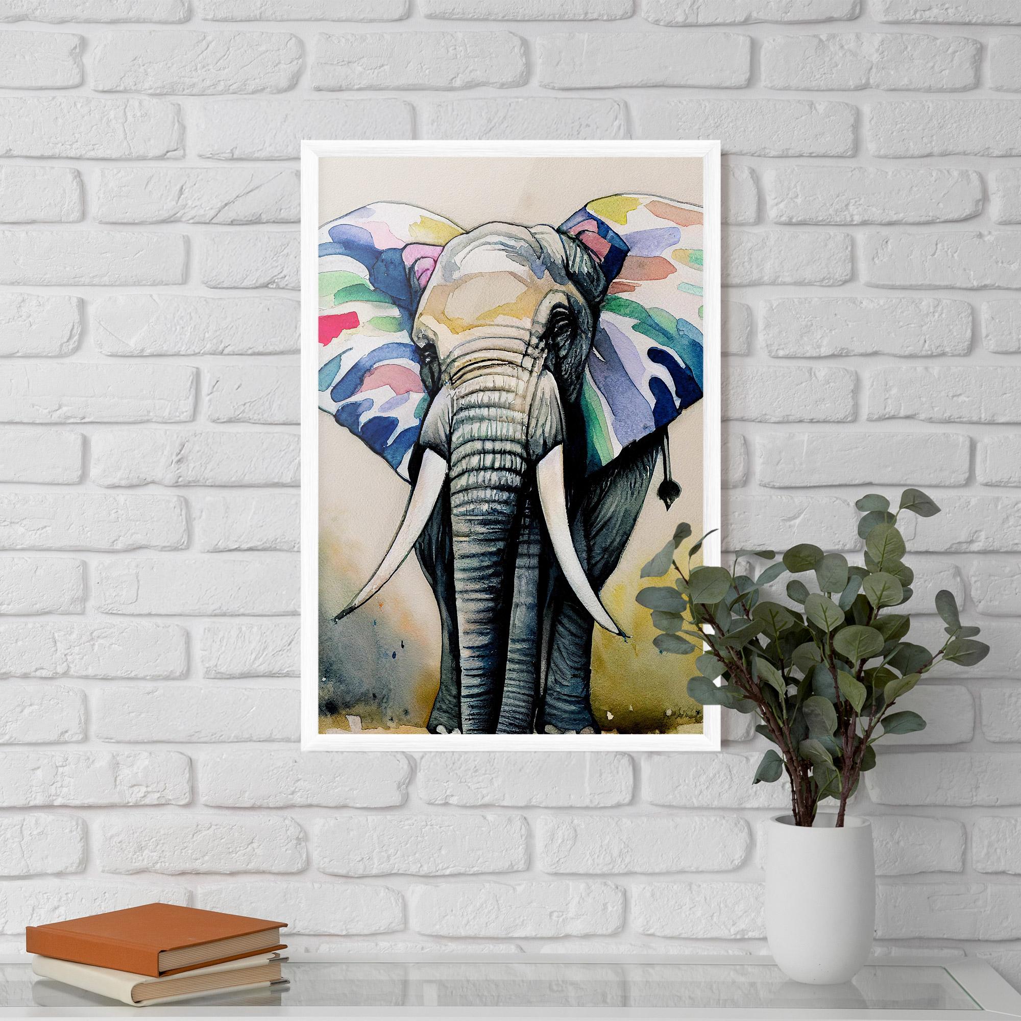 Poster Înrămat Watercolor Elephant Art mockup 5
