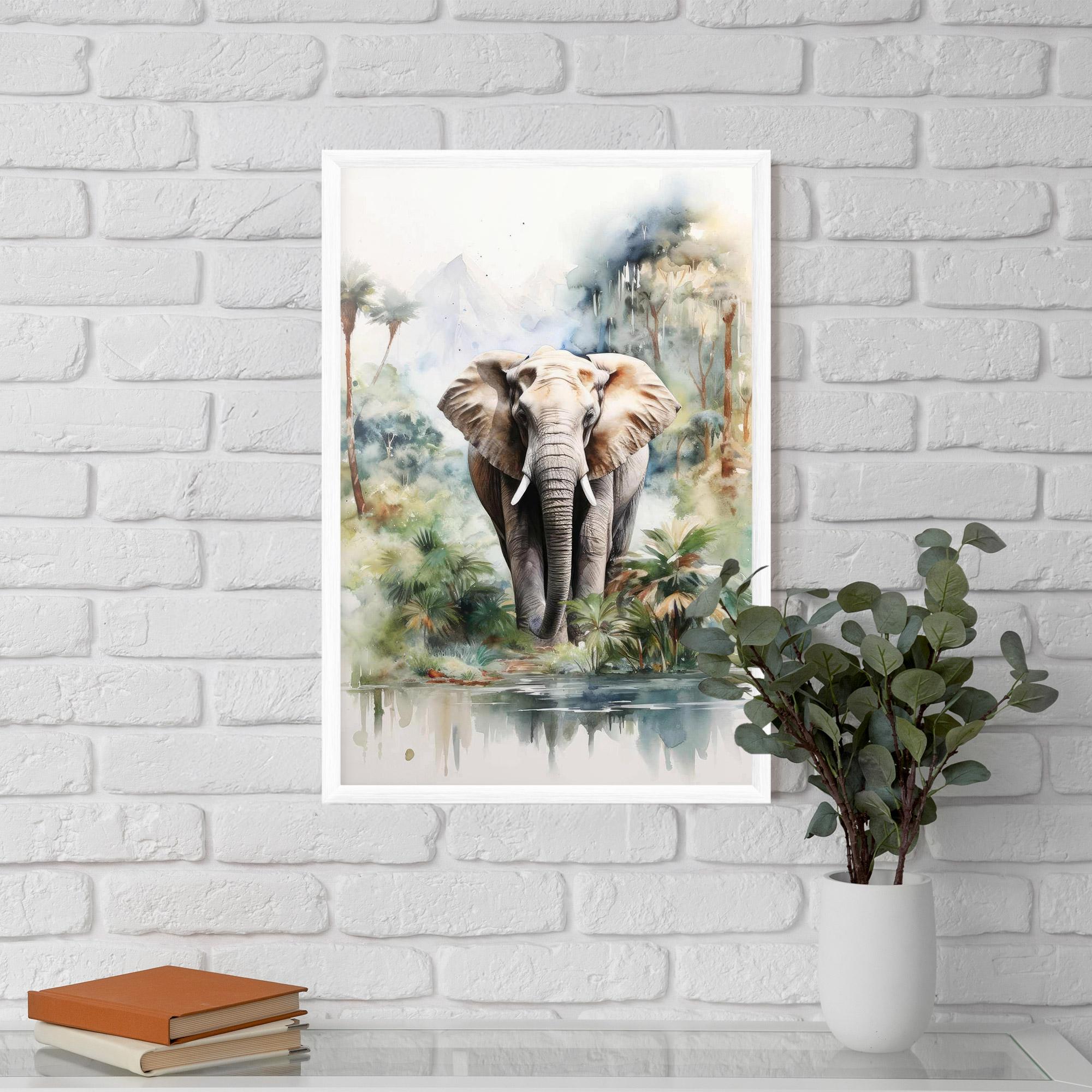 Poster Înrămat Wild Watercolor Elephant mockup 5