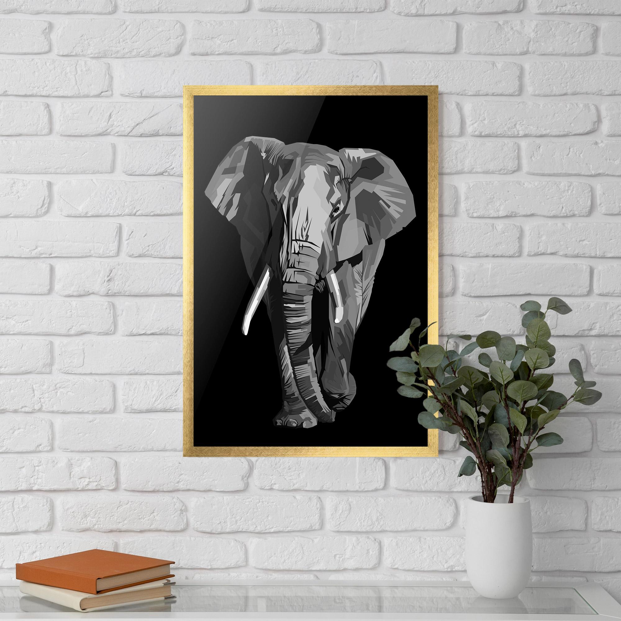 Poster Înrămat Beautiful Grey Elephant mockup 5
