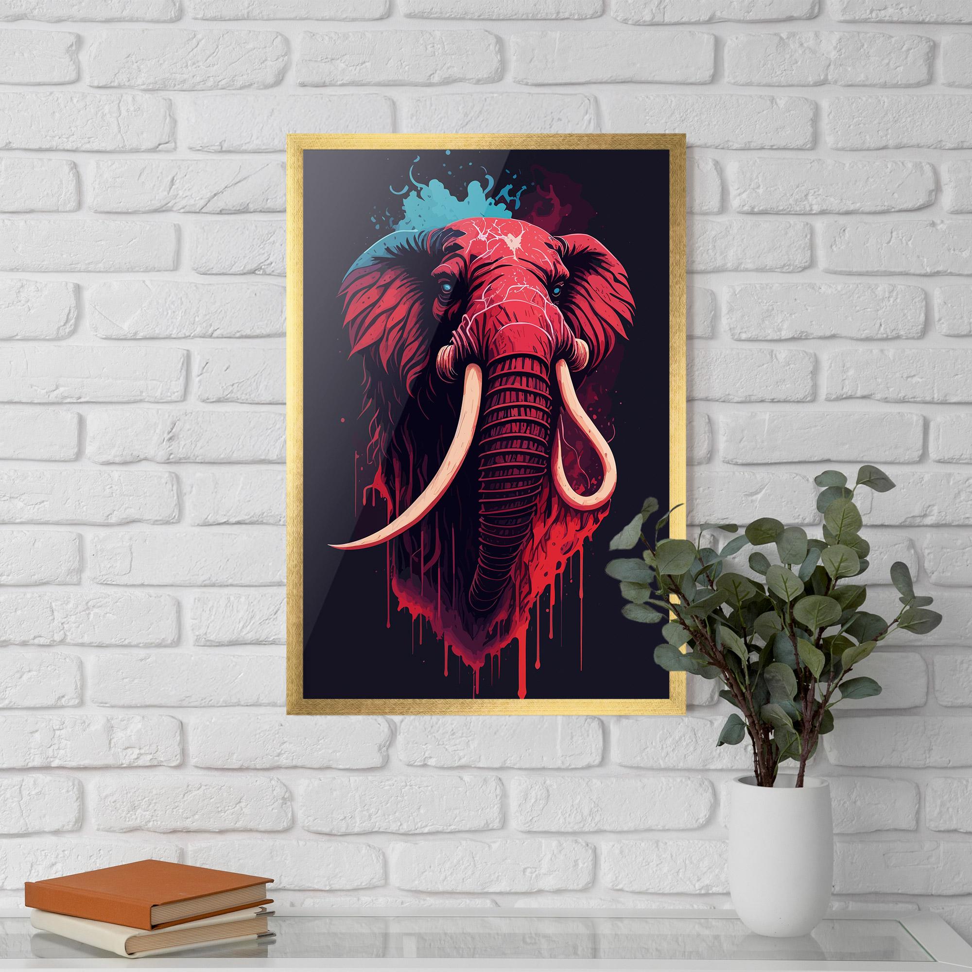 Poster Înrămat Blue Red Elephant mockup 5